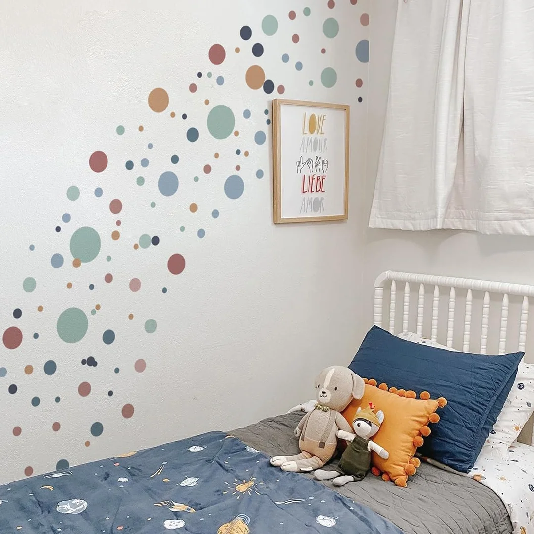 Pegatinas Topos Acuarela para Pared, Decoración de Habitación Bebé, Decorativas Infantiles Bohemias