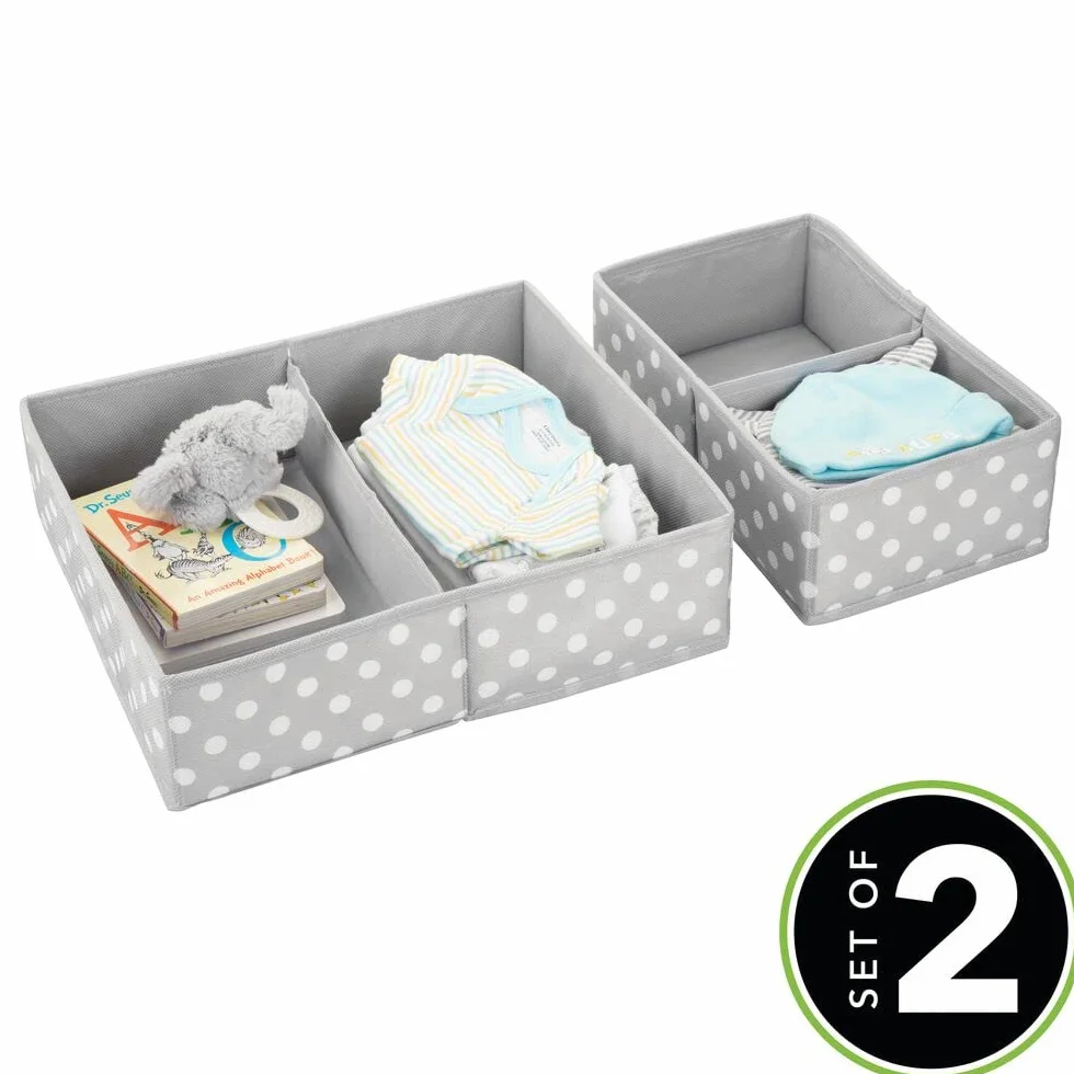 mDesign Juego de 2 cajas de almacenaje plegables para ropa de bebé – Organizador de armario fibra sintética transpirable gris y blanco