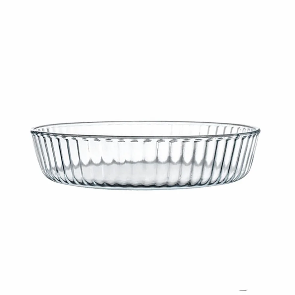 Fuente para Hornear Plato de hornear de vidrio redondo, horno a la mesa de cazuela - platos para hornear para cocinar y servir, lasañas panorámicas, clara Bandejas Horno ( Color : A , Size : 2.1L )