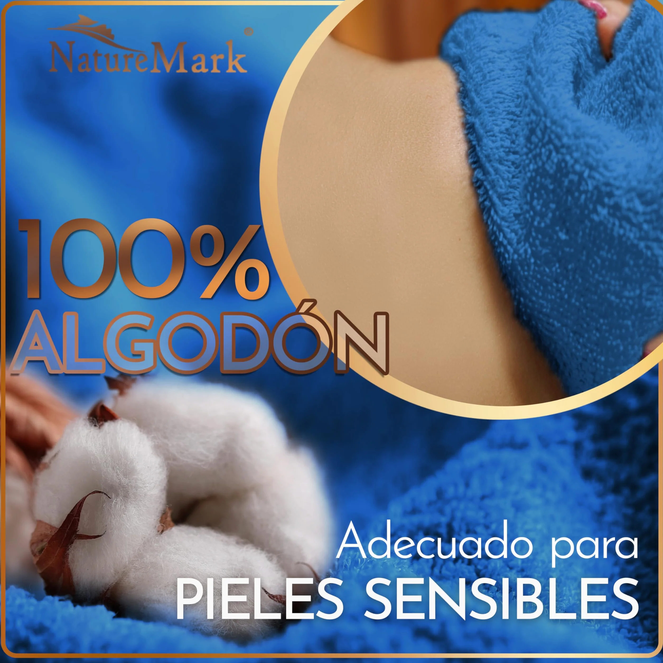 NatureMark Juego de 2 Toallas de Sauna, 80 x 200 cm, 100% algodón, Color: Azul Real