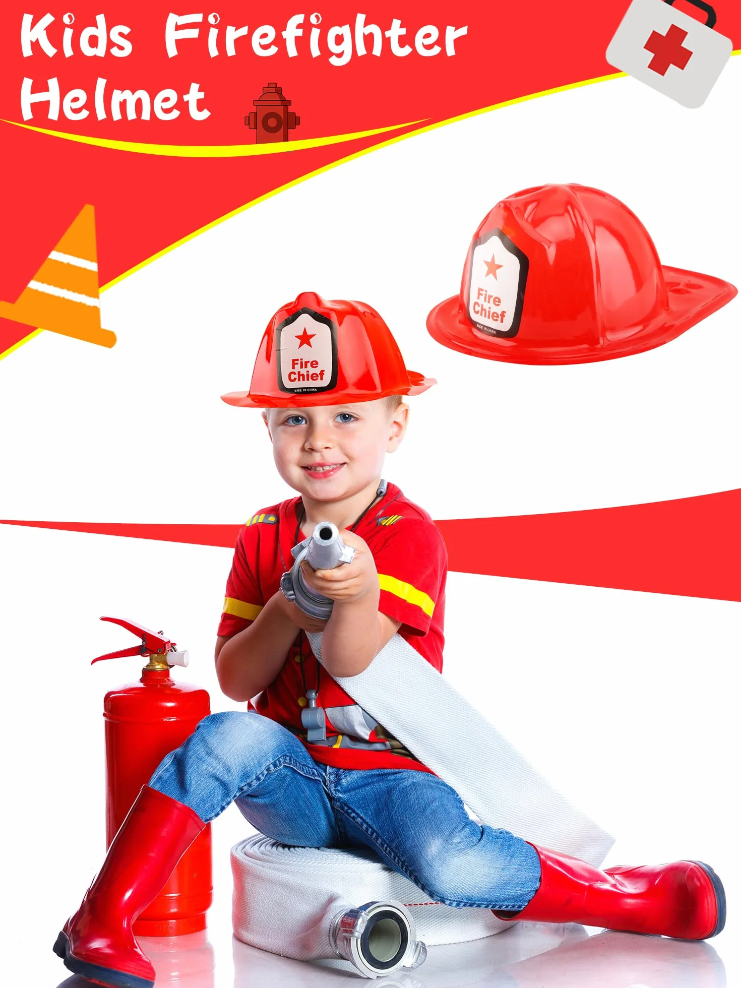 Paquete de 70 sombreros de bombero de plástico rojo a granel para cumpleaños, Halloween, cosplay, fiesta, accesorio de vestir