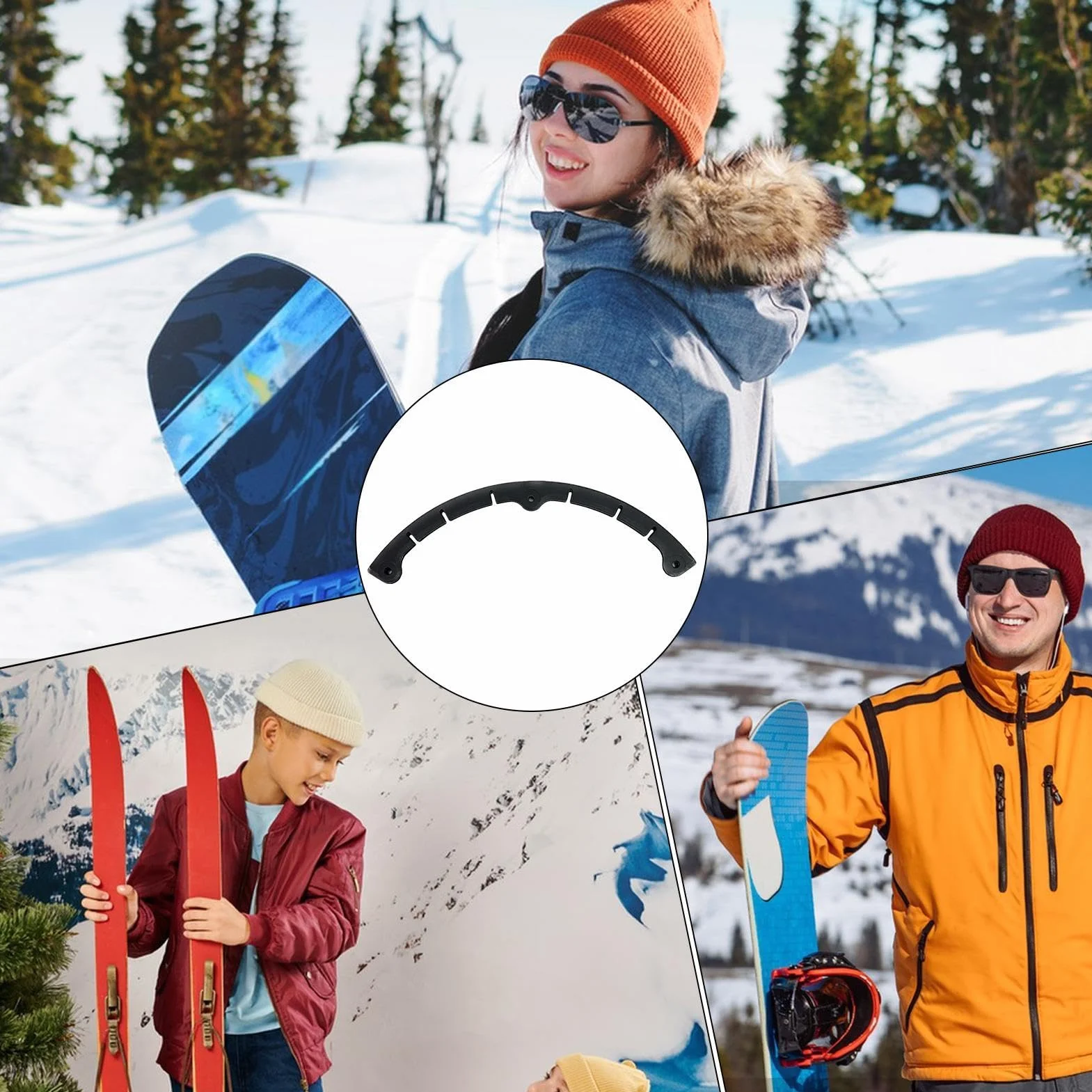 Tira anticolisión elástica para tabla de snowboard, cubierta de borde