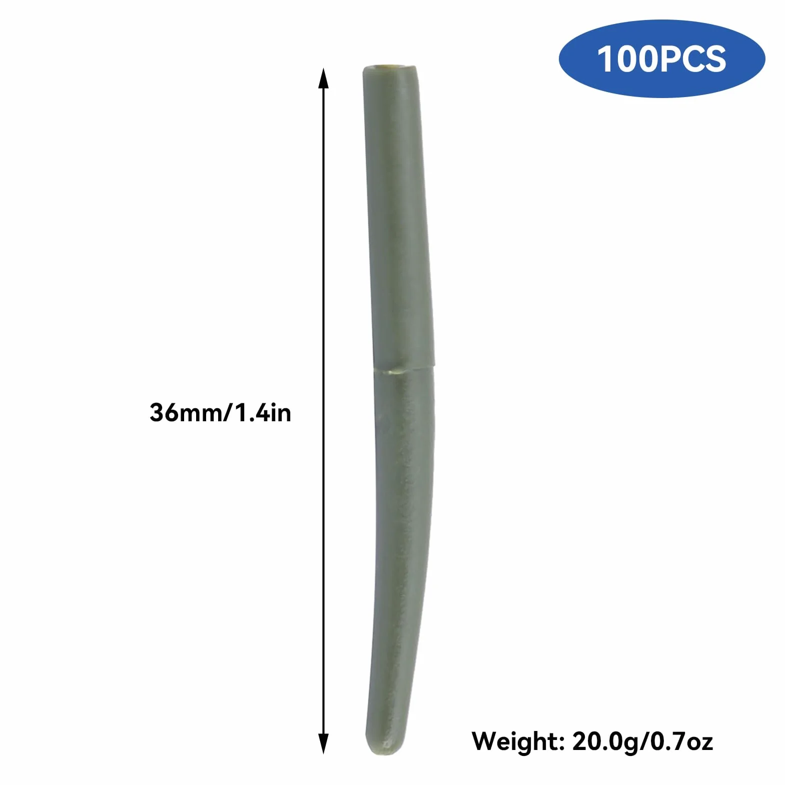 HERCHR Pesca Mangas Anti Enredo 100 Piezas Tubos de Goma 36 mm Anticorrosión