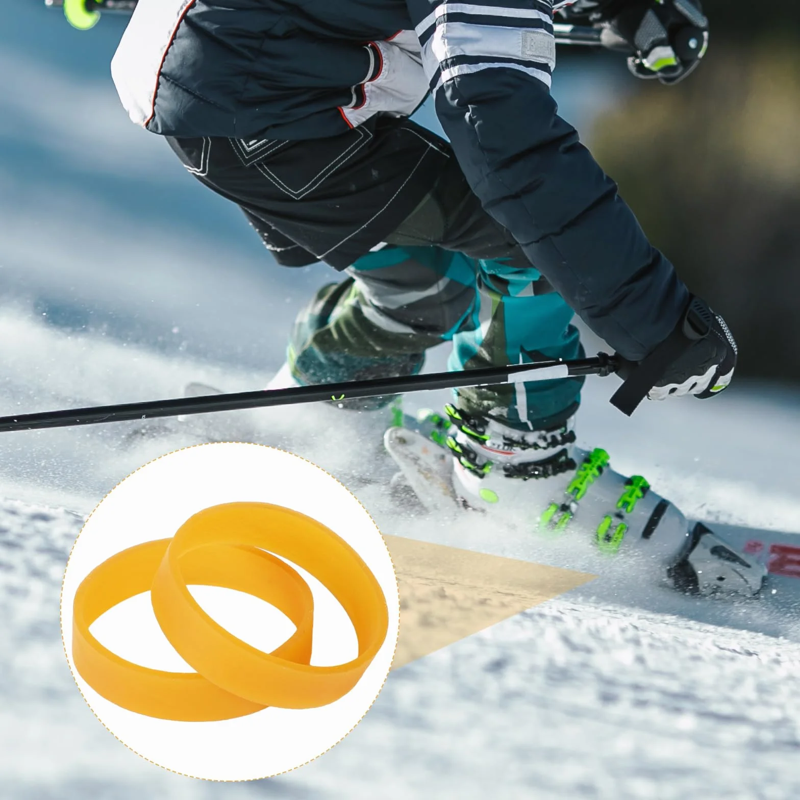Retenedores de Freno de Esquí 32uds Banda de Goma para Snowboard Accesorios Deportes Invierno (Amarillo)