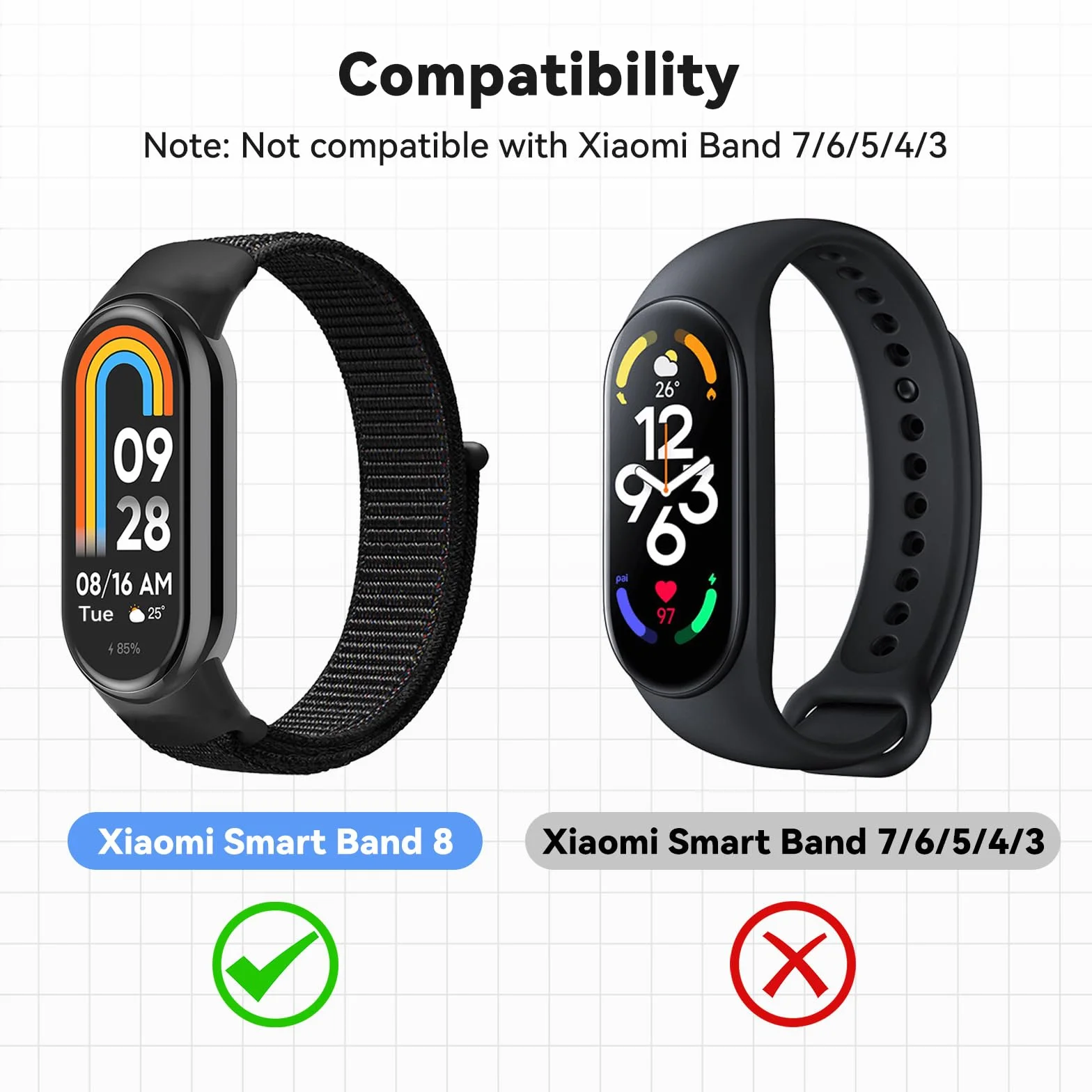 3 Piezas Correas Elástica de Nylon Compatible con Xiaomi Mi Band 9 y Mi Band 8, Pulseras de Repuesto Deportivo para Xiaomi Smart Band 9 8
