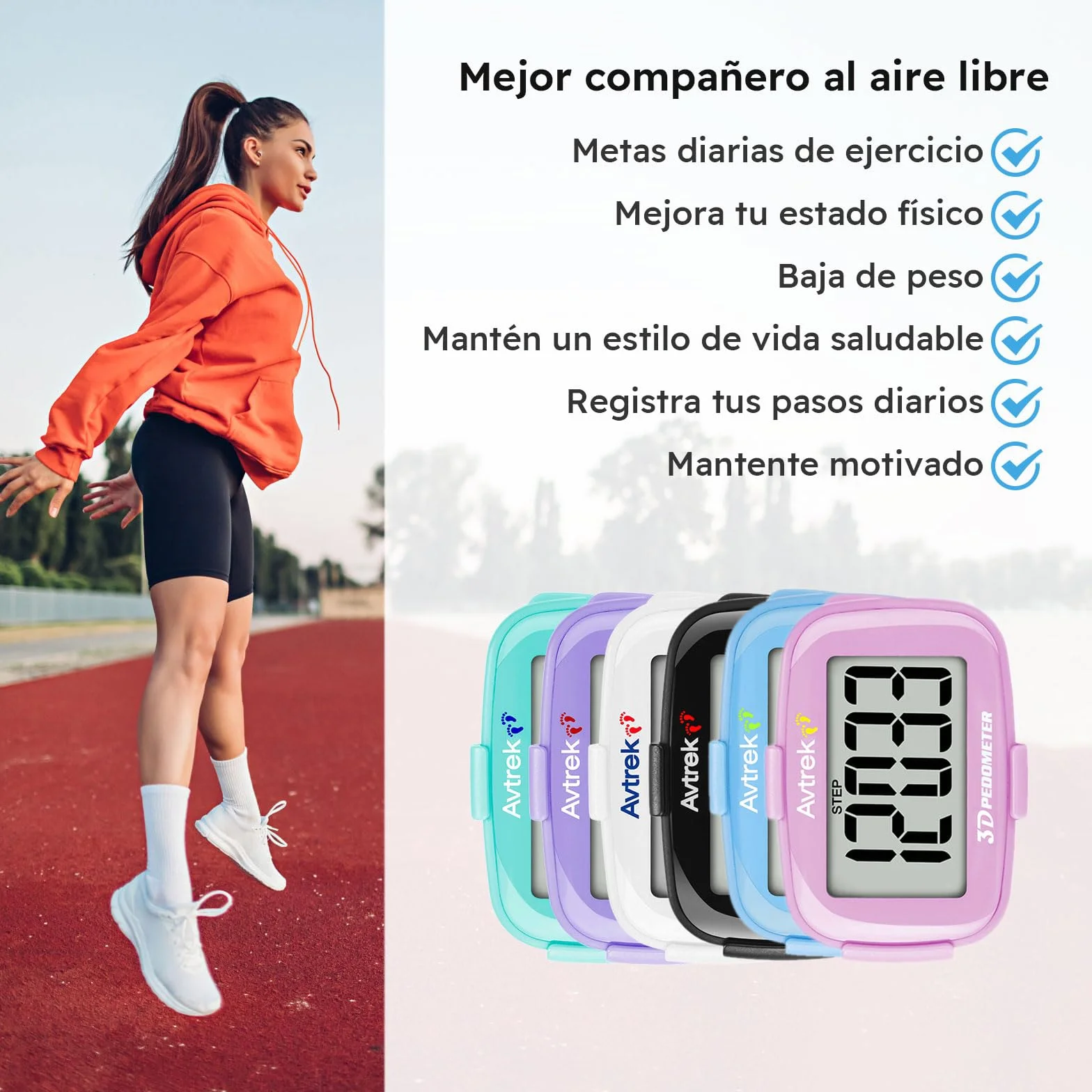 AVTREK Podómetro 3D Mini podómetro sin App sin Bluetooth para Caminar o Correr Actividades de Senderismo al Aire Libre