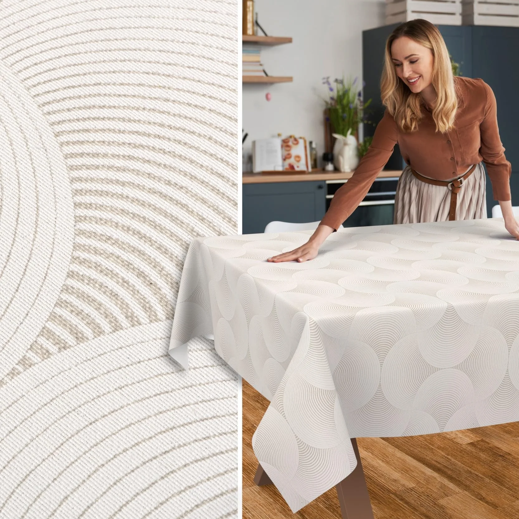 Mantel Lavable, Efecto Loto, fácil de Limpiar, de algodón y poliéster, Resistente a Las Manchas, para Exteriores, Color Gris, 120 x 140 cm
