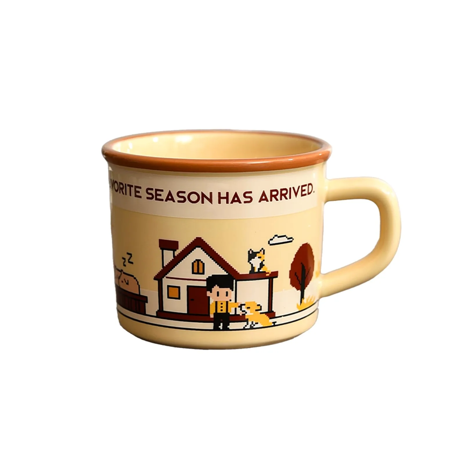 Taza gruesa de cerámica de 380 ml, taza de café creativa para parejas, 1055-016 (té de leche de otoño), 380 ml