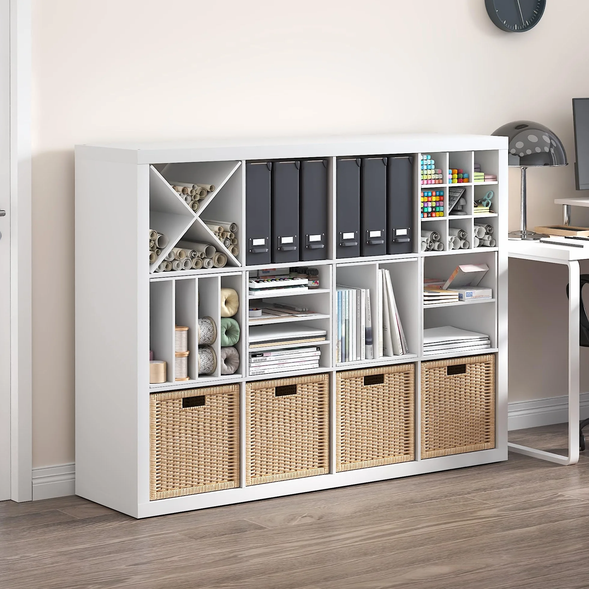 Furinno Cubicle Inserto para Cubo, Organizador de Cubos de 3 estantes, Accesorio de repisa de 3 Niveles, Compatible con Furinno Triple Thick Cubes y IKEA Kallax, Blanco
