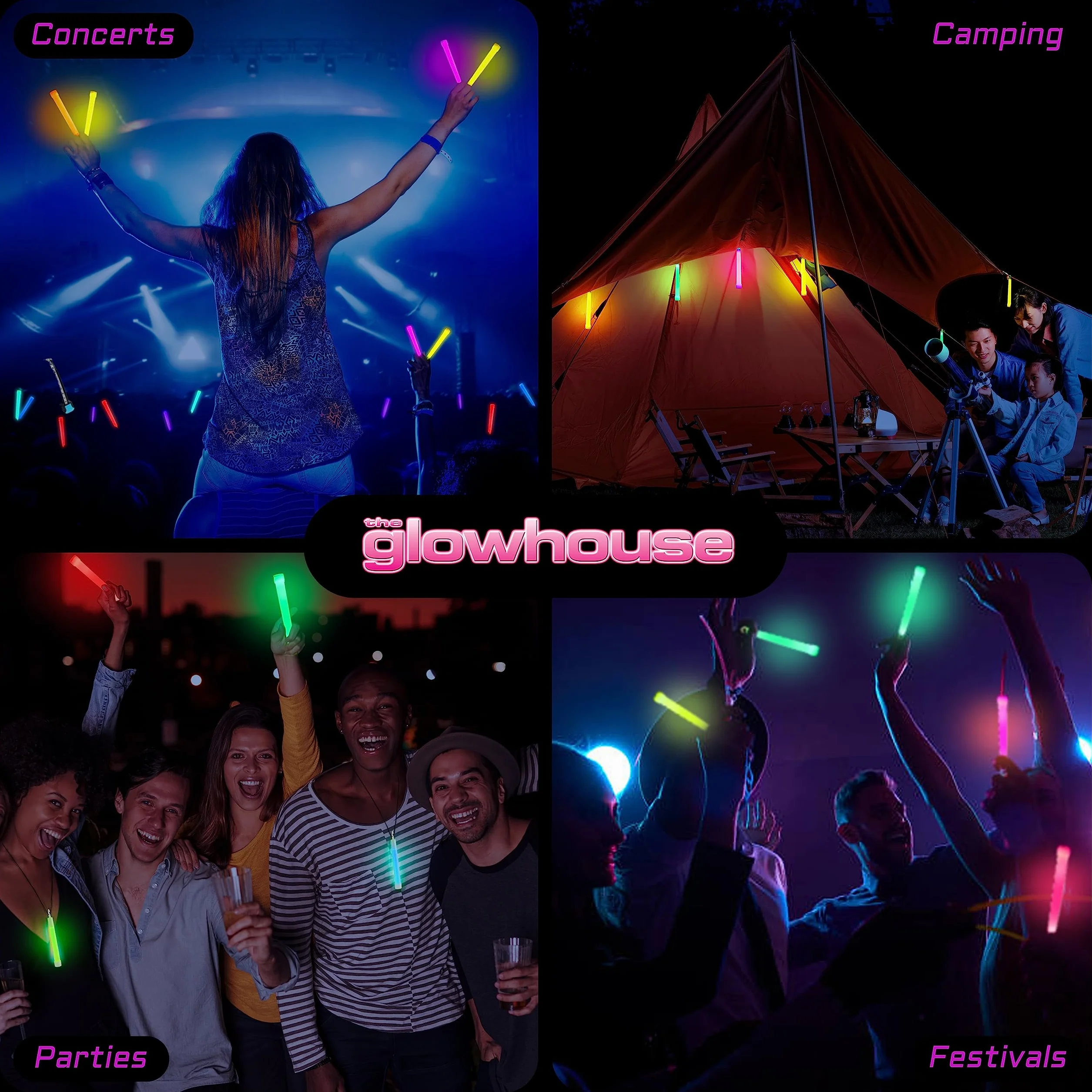 The Glowhouse Paquete de 25 varillas luminosas prémium de 6 pulgadas, aguamarina