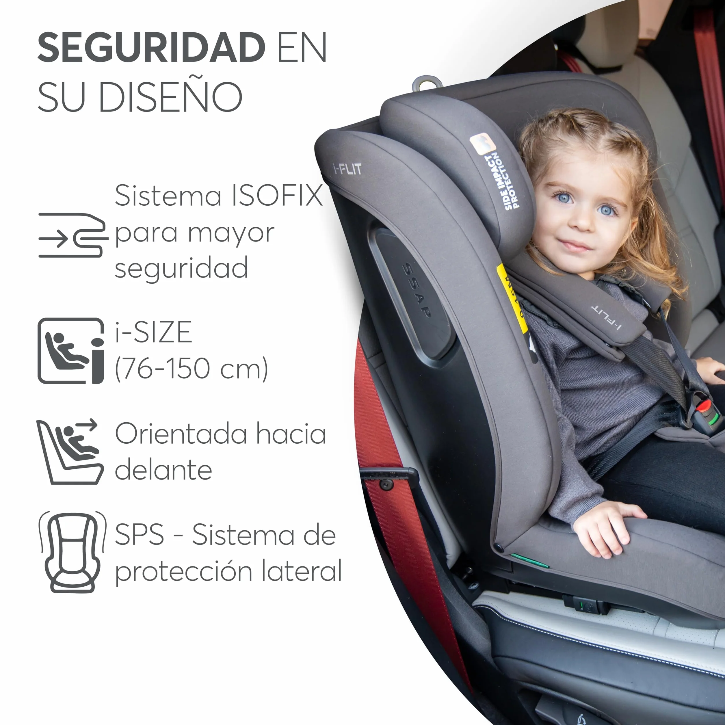 KikkaBoo Silla de Coche Bebe ISOFIX Grupo 1 2 3 (9-36 kg) i-FLIT, de 15 Meses a 12 Años, Seguridad SPS, Reposacabezas Ajustable, Top Tether, 12 Posiciones Reposacabezas, Negro