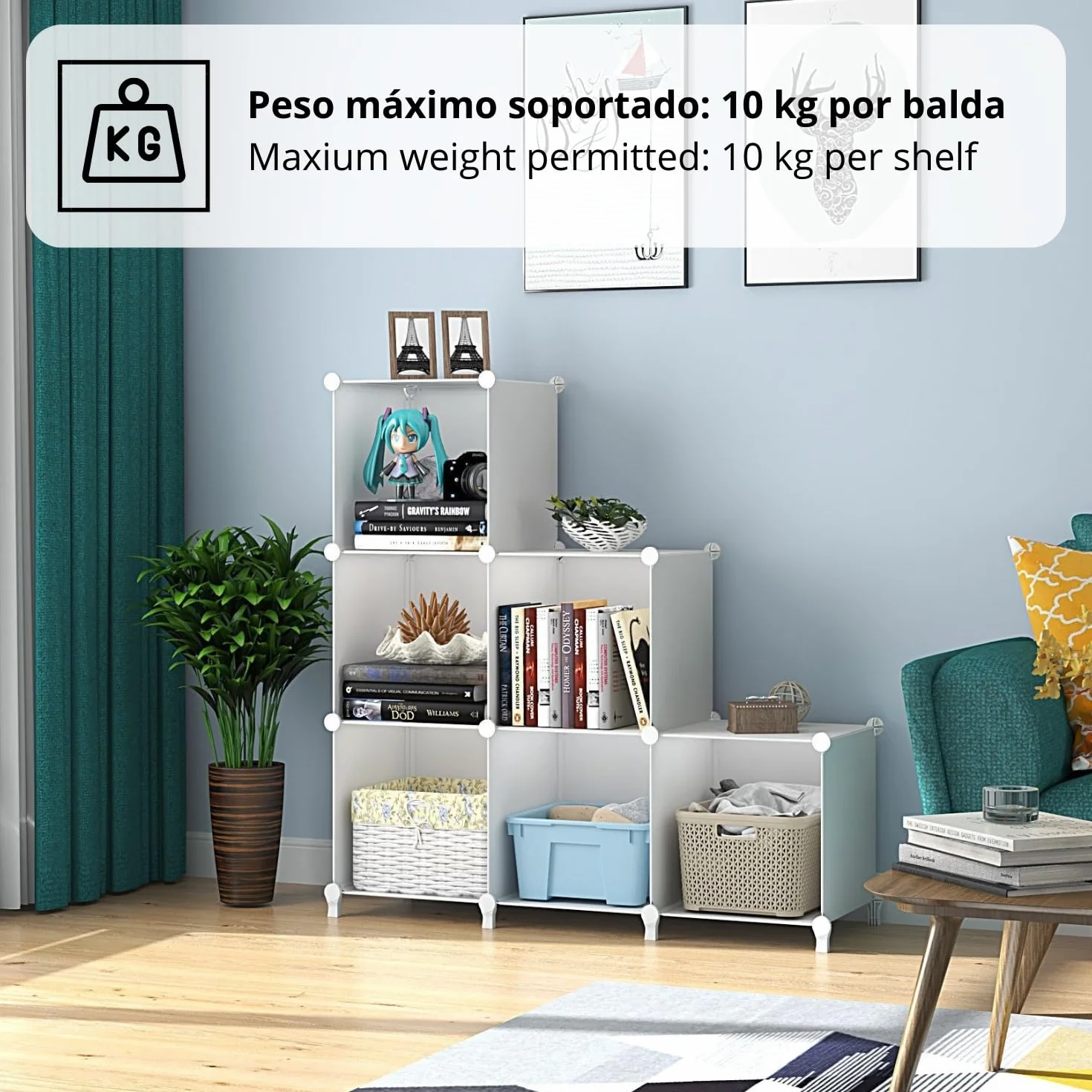 Organizador de Cubos, Multifunción Estante estantería para Guardar Zapatos, Libros, Zapatero, Librería (Gris, 4 estantes)