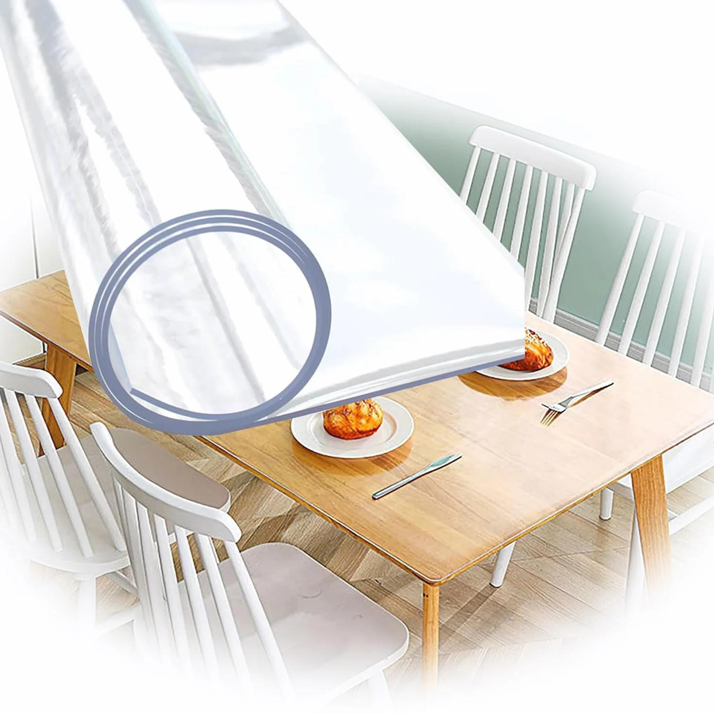 Mantel Mesa Antimanchas, Mantel PVC Impermeable, Protector Mesa Escritorio Transparente 1.5mm Grosor 40-140x60x200cm Protector Mesa para Oficina y Hogar (Size : 80x160cm)