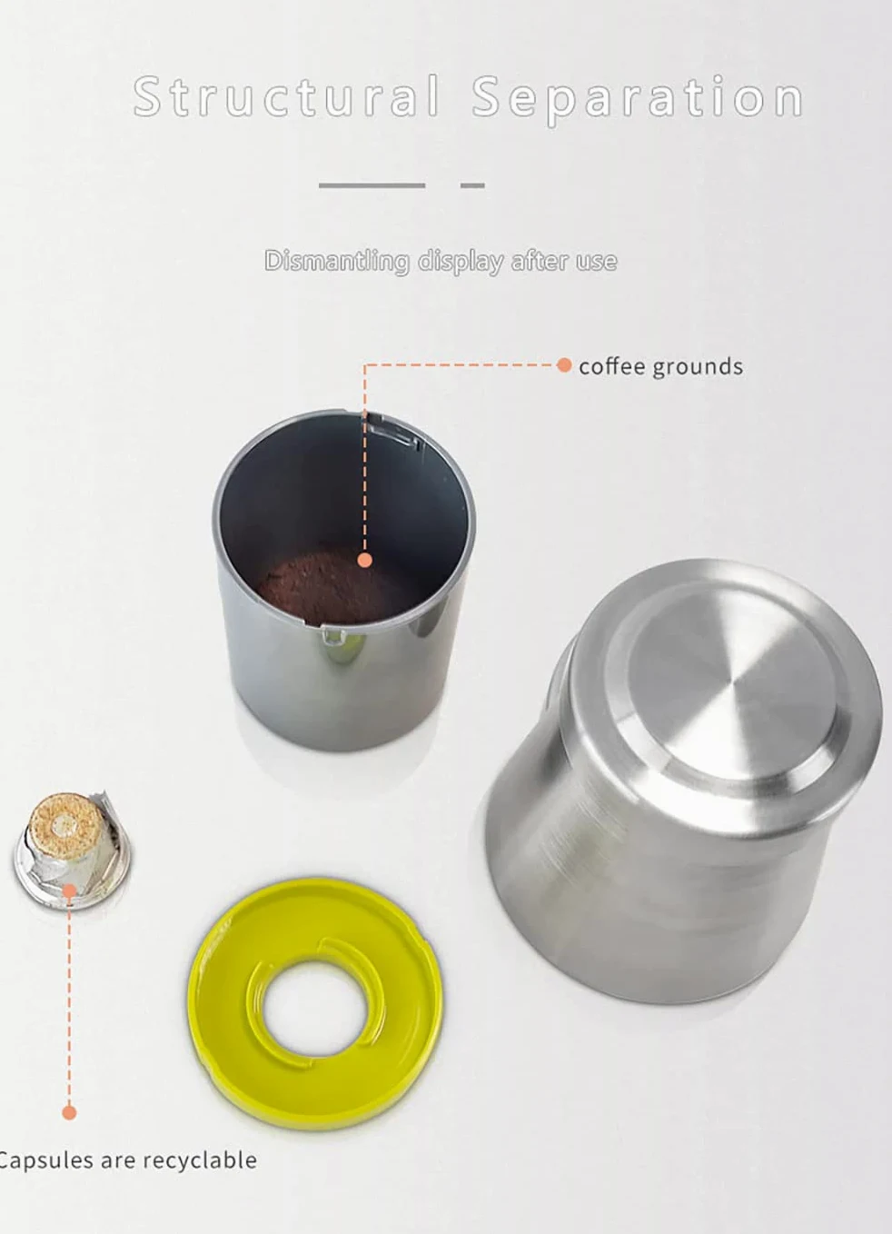 Herramienta de reciclaje de cápsulas de café, abridor de vaciado de cápsulas de café, compatible con cápsulas Nespresso de aluminio, respetuoso con el medio ambiente