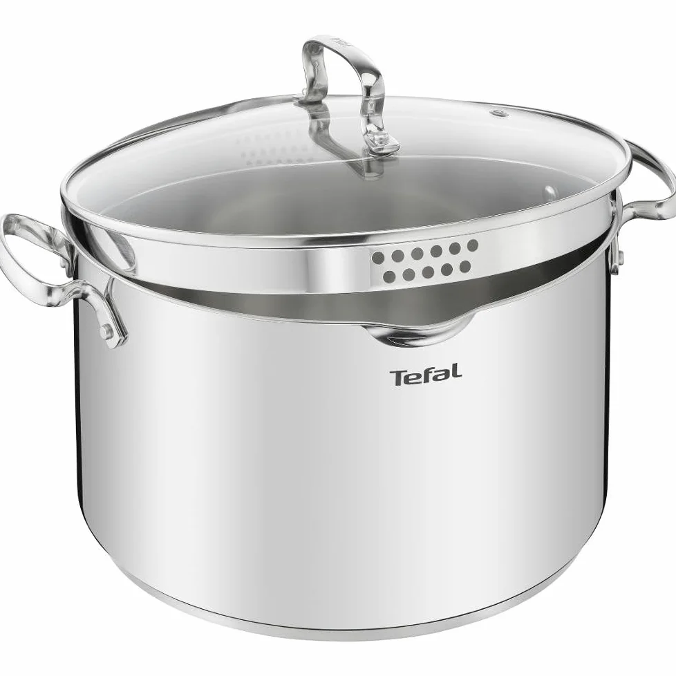 Acero inoxidable 18/10 Olla TEFAL Duetto G7196455 28 cm Inducción Apto para lavavajillas 10 L