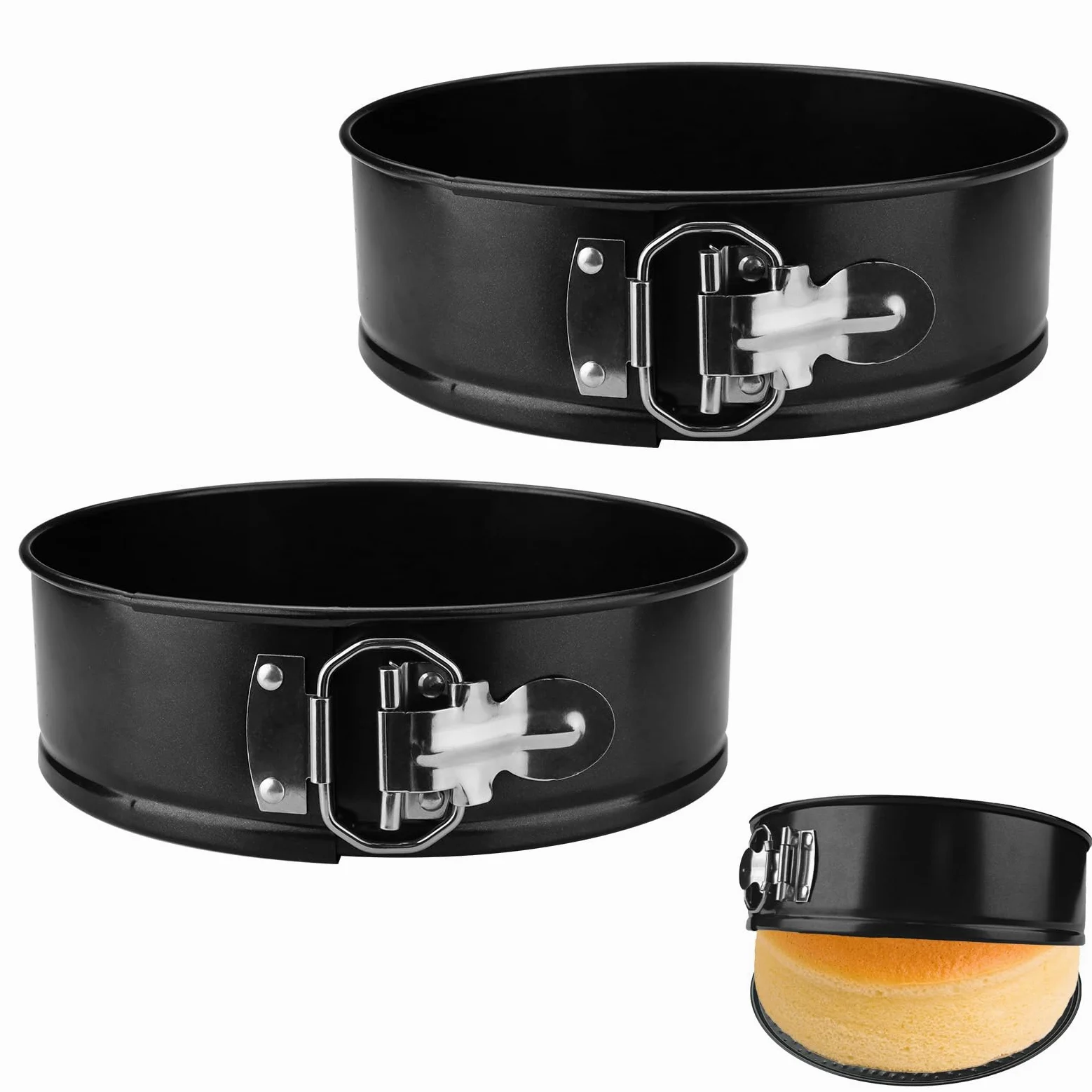 LELE LIFE Paquete de 2 moldes desmontables de 18,5 cm, antiadherentes con parte inferior extraíble, molde redondo para tartas de queso a prueba de fugas para hornear (7 pulgadas)