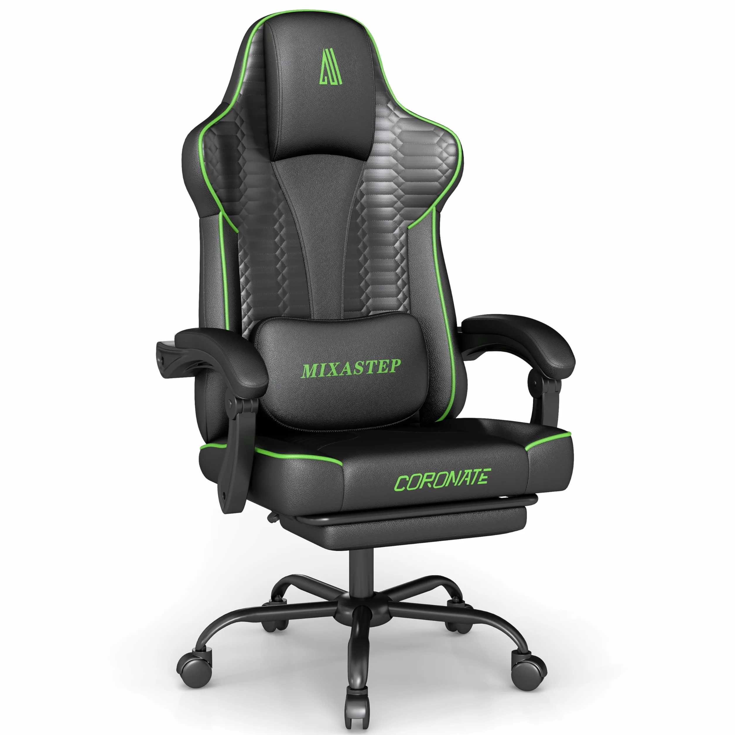 Silla Gaming Ergonómica con Respaldo Ajustable y Giro de 360° – Silla de Oficina para Adultos/Adolescentes 150KG, Silla de PC de Tela Verde para Oficina en Casa/Juegos