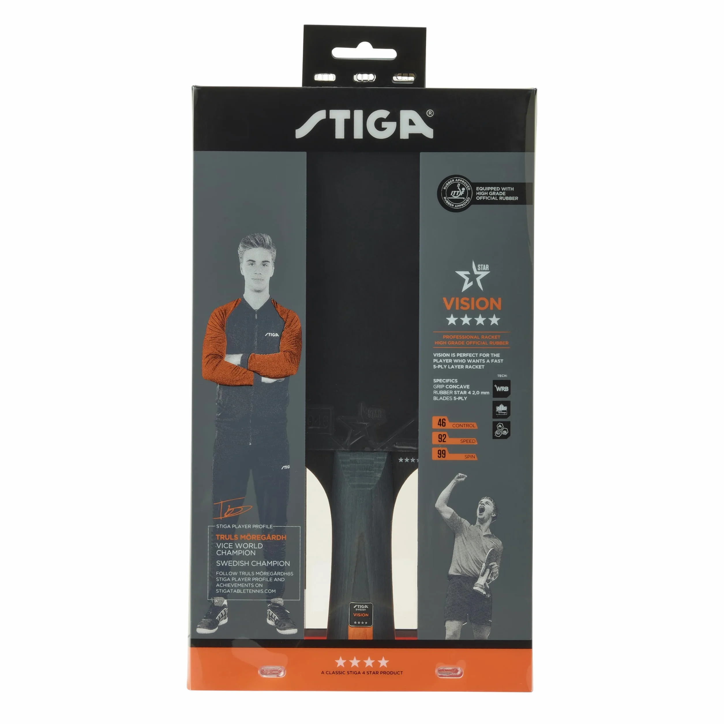 STIGA Vision 4-Star Table Tennis Racket ITTF Approved Crystal Technology High-Speed Control Spin