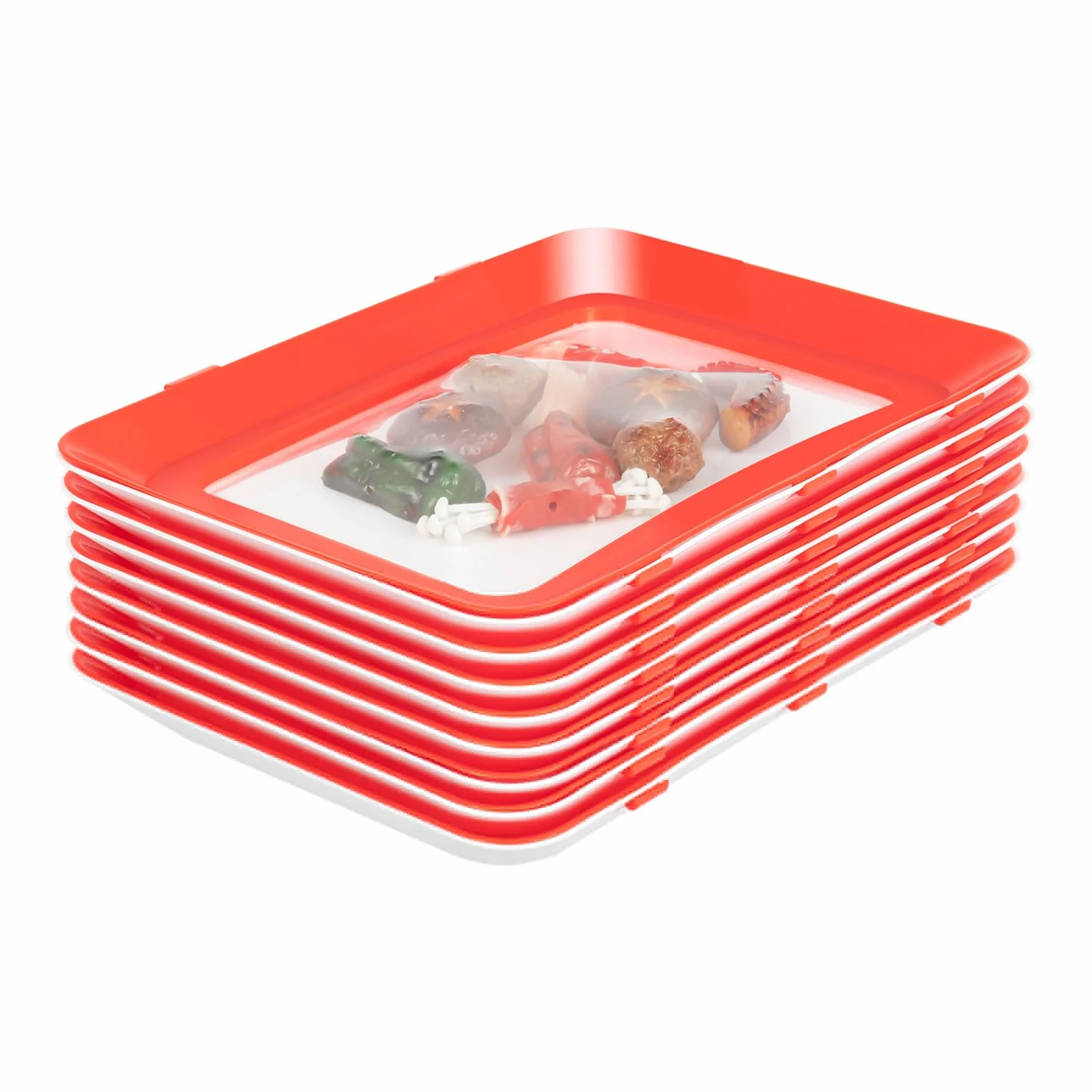 8 bandejas de polipropileno para conservación de alimentos, apilables, conservación de alimentos con lámina transparente, para familias, cocinas, camping, fiestas, restaurantes, hoteles