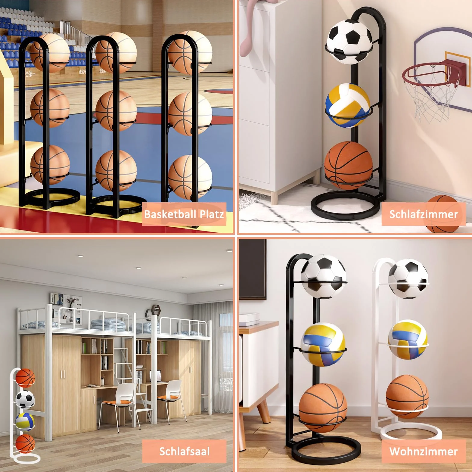 Soporte Vertical para Balón de Fútbol, Baloncesto y Voleibol