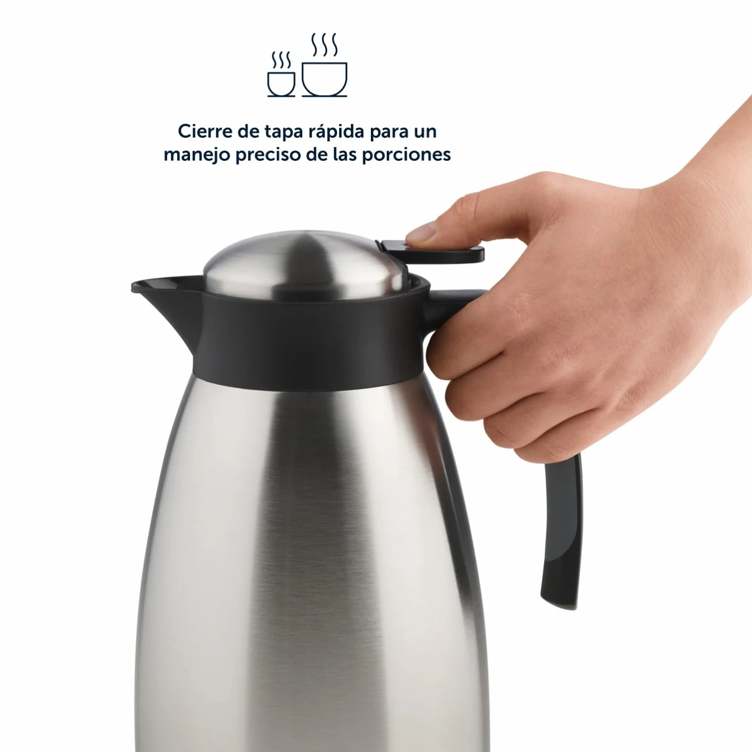 Blumtal Jarra termica 2 litro - Jarra Termo sin BPA con Sistema de Cierre Quick Tip - Jarra Cafe y té a Prueba de Fugas para un Aislamiento Duradero - Termo Cafe Grande 2 litro - Gris/Blanco