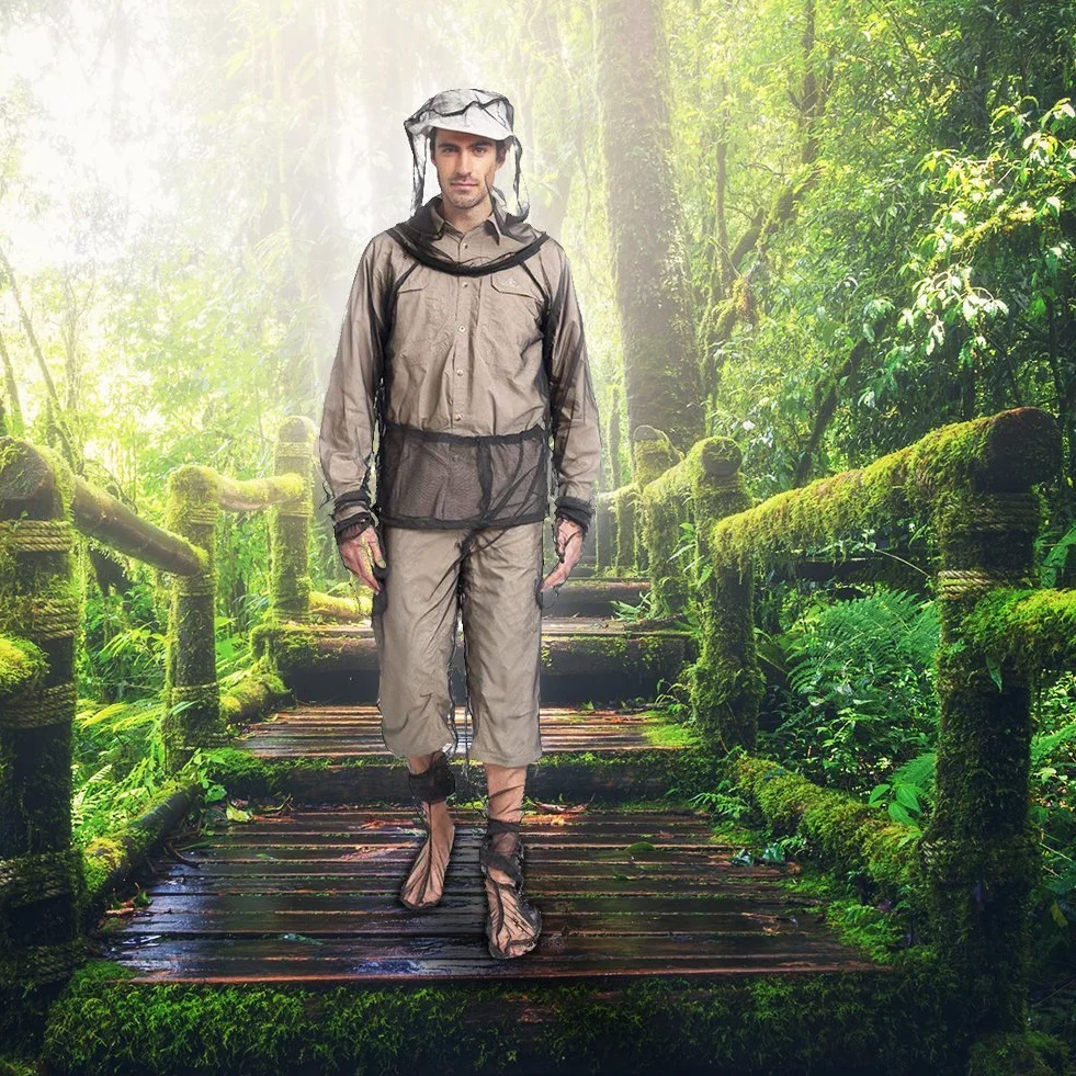Traje Anti Mosquitos Malla Ultra-Fina para Hombres Mujeres Senderismo Pesca