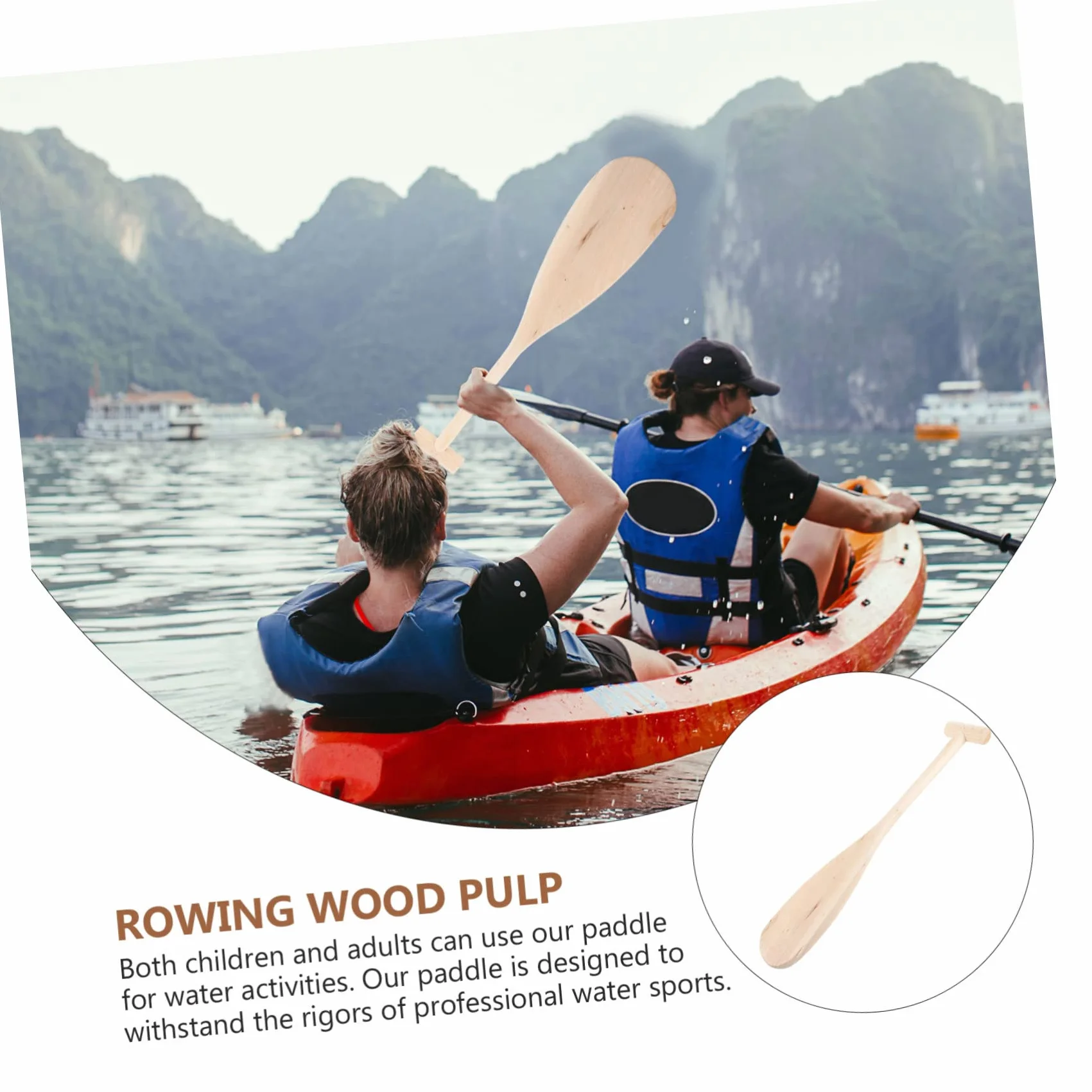 YARNOW Pulpa de Madera remos Madera remos Kayak Paddle de Madera canoas Confort Remo Ligero Abeto Hecho Paleta pequeña Remo de Canoa de Madera Bote de remos de Madera Remo de Khaki