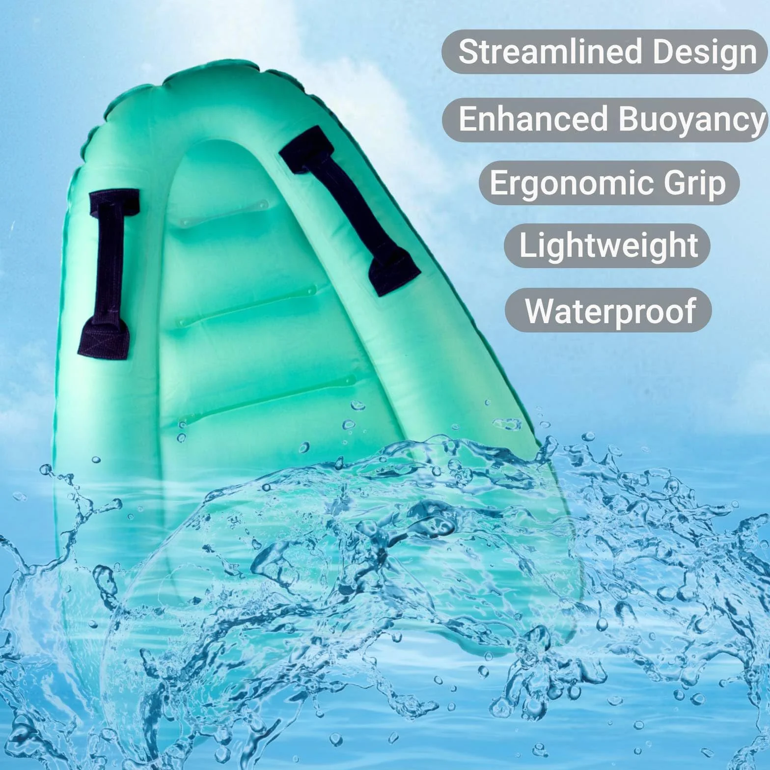 Bodyboard Hinchable Portátil 70x60x15cm para Niños y Adultos Playa Piscina Surf