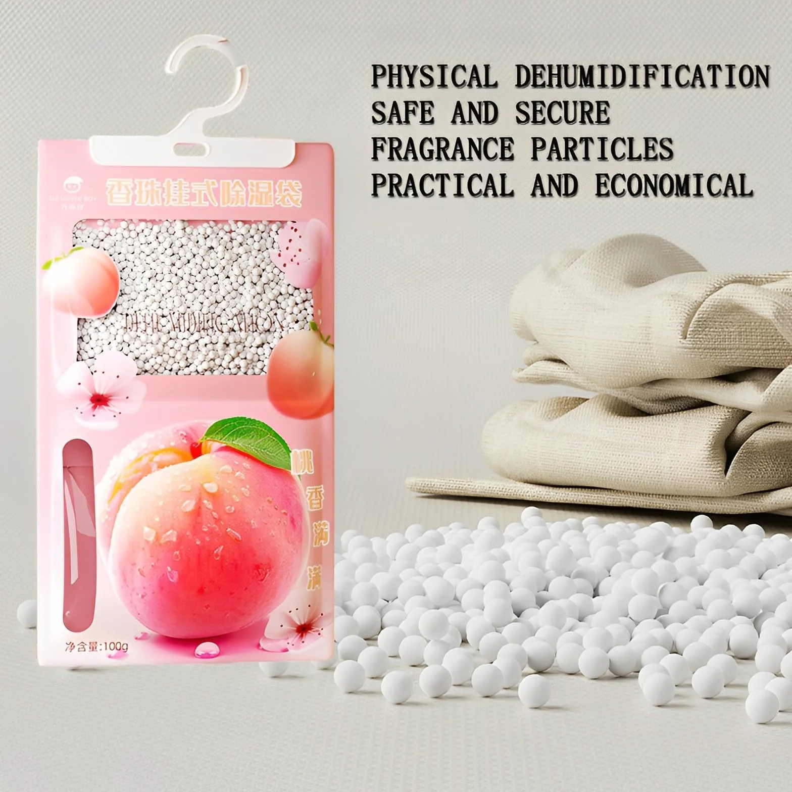 5 Piezas x 100 g Bolsas Antihumedad con fragancia, Deshumidificadores Armarios, Absorbentes de humedad para Colgar, Eliminar la Humedad para Armarios, Cuartos de Lavado, Eliminar Olores Desagradables