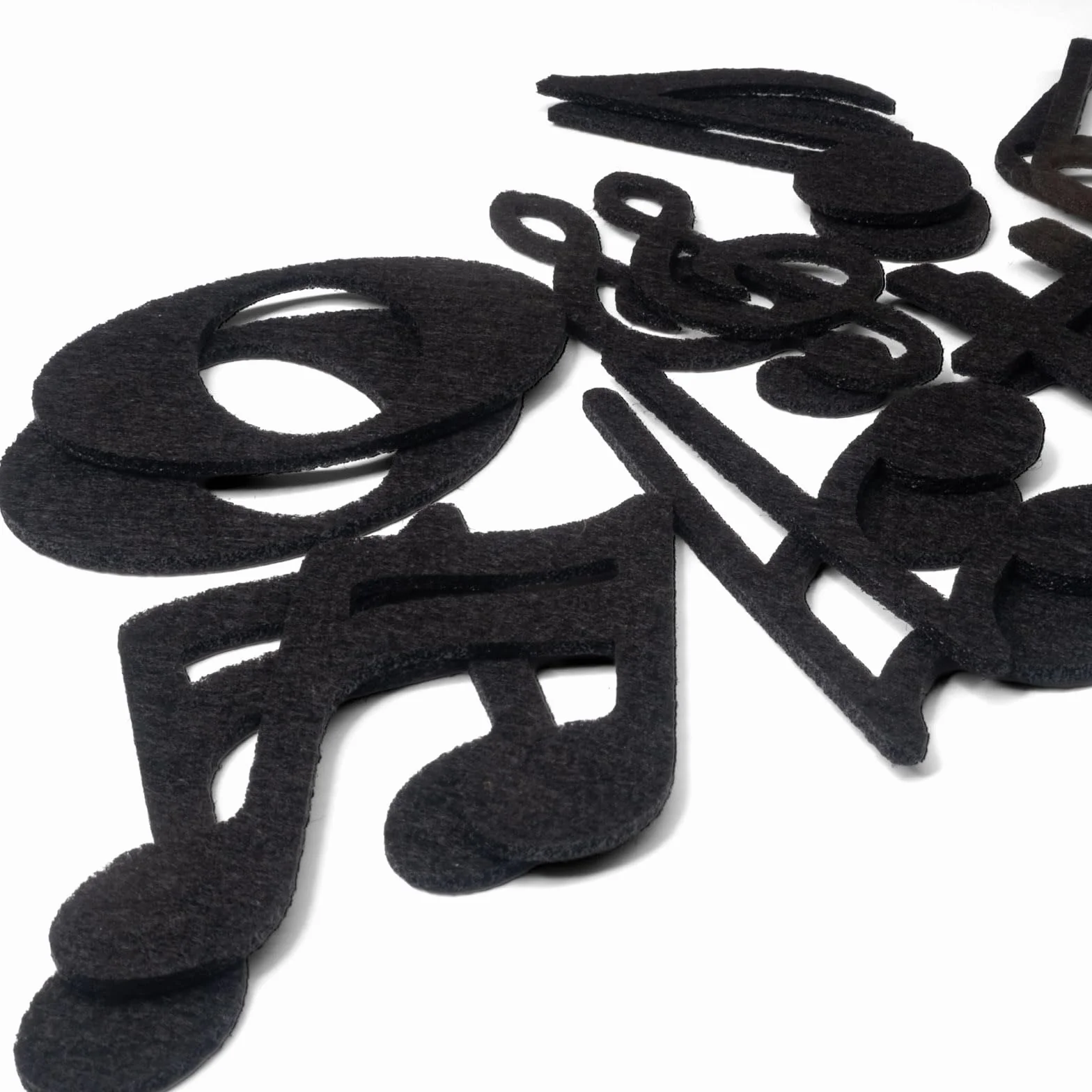 Summer-Ray - Recortes de notas musicales de fieltro – 84 piezas (12 juegos) | Símbolos musicales negros para manualidades, decoraciones de bricolaje, aula, fiestas y álbumes de recortes