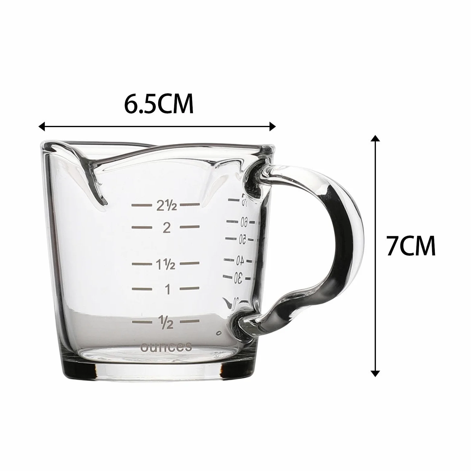 3X Jarra Medidora Doble, Taza Medidora de Café Expreso, Espesar Resistente Al con Escala, Jarra de Crema de Vidrio para
