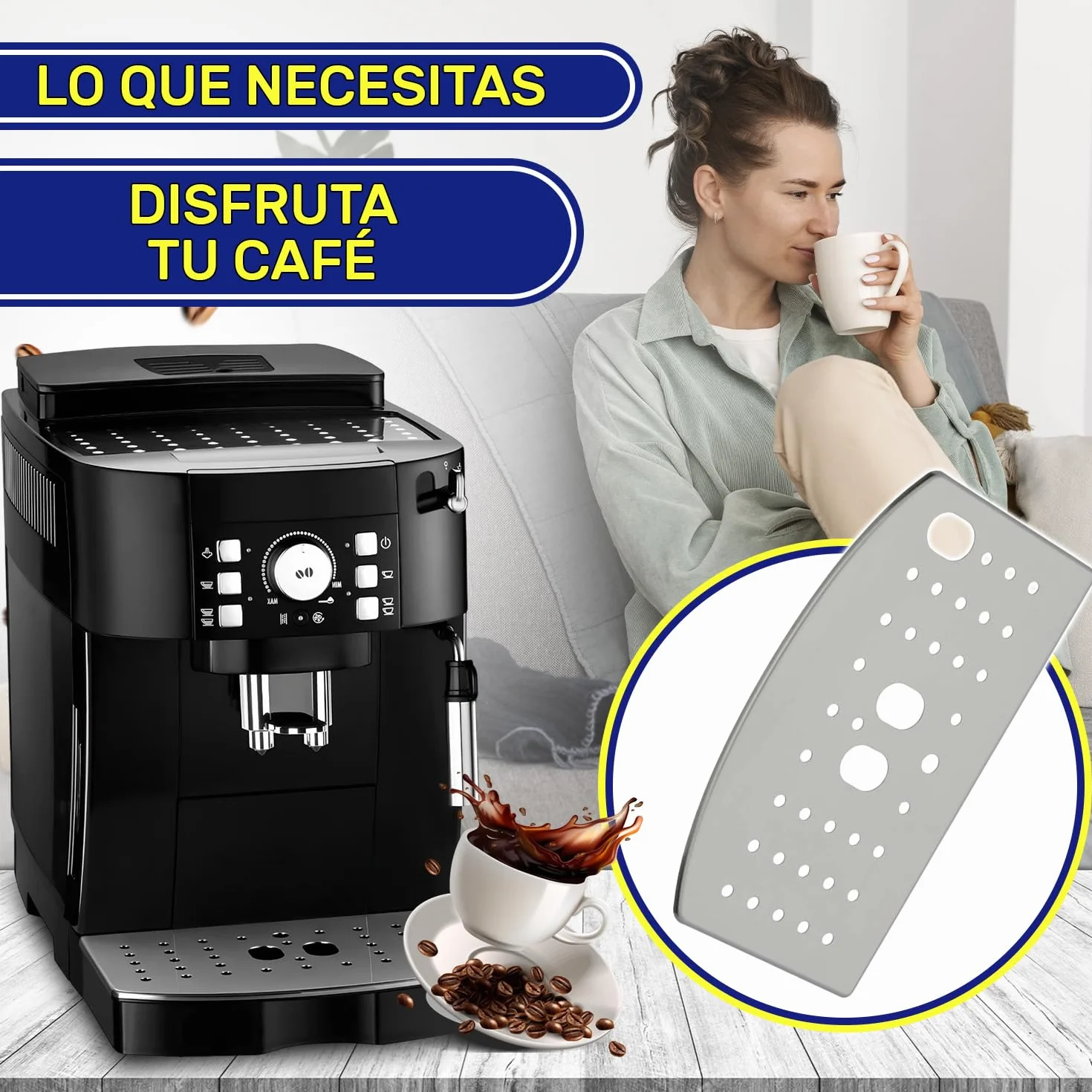 MONTERAL Rejilla de Bandeja de Goteo de Cafetera Superautomática con Código Original 6013216191 6013211171 para DeLonghi Magnifica S ECAM20 ECAM21 ECAM22 - Garantía de 10 Años