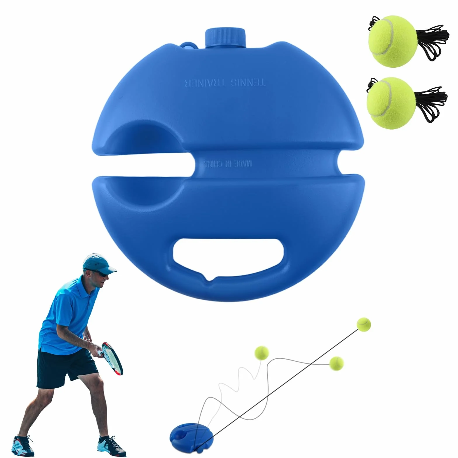 Entrenador de Tenis – Set de Entrenador Tenis con 2 Pelotas de Tenis Rebound, Cómodo Entrenador de Tenis para Autoaprendizaje de Adultos, Niños y Principiantes