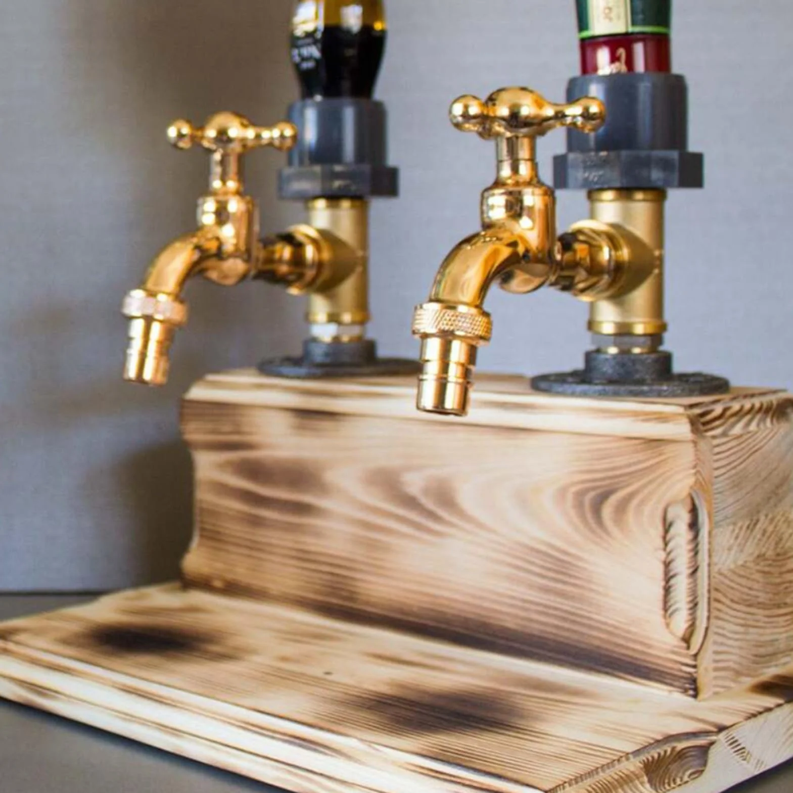 Grifo dispensador de cerveza, dispensador de licor, whisky, madera, grifo de bebidas para el hogar, fiesta, bar, día del padre (tres salidas)
