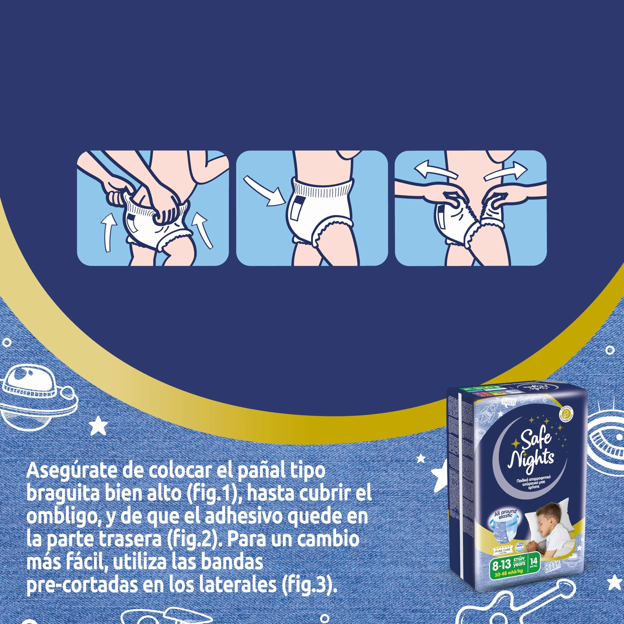 Babylino Safe Nights Boy Pañal Nocturno Absorbente 30-48 kg 14 Unidades