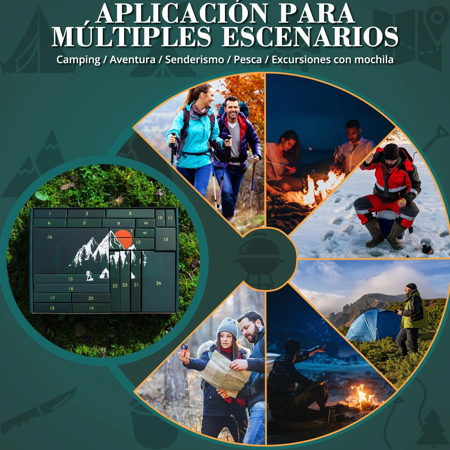 BuzzoXerex Calendario de Adviento 2025 Hombre, 24 PCS Kit de Supervivencia para Camping
