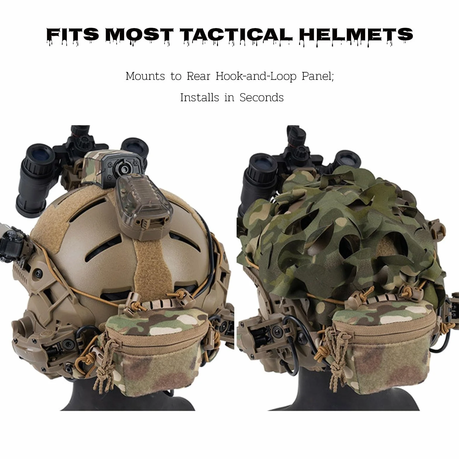 Bolsa Trasera para Casco Táctico, Doble Cremallera, Nailon, Batería/Contrapeso para Airsoft