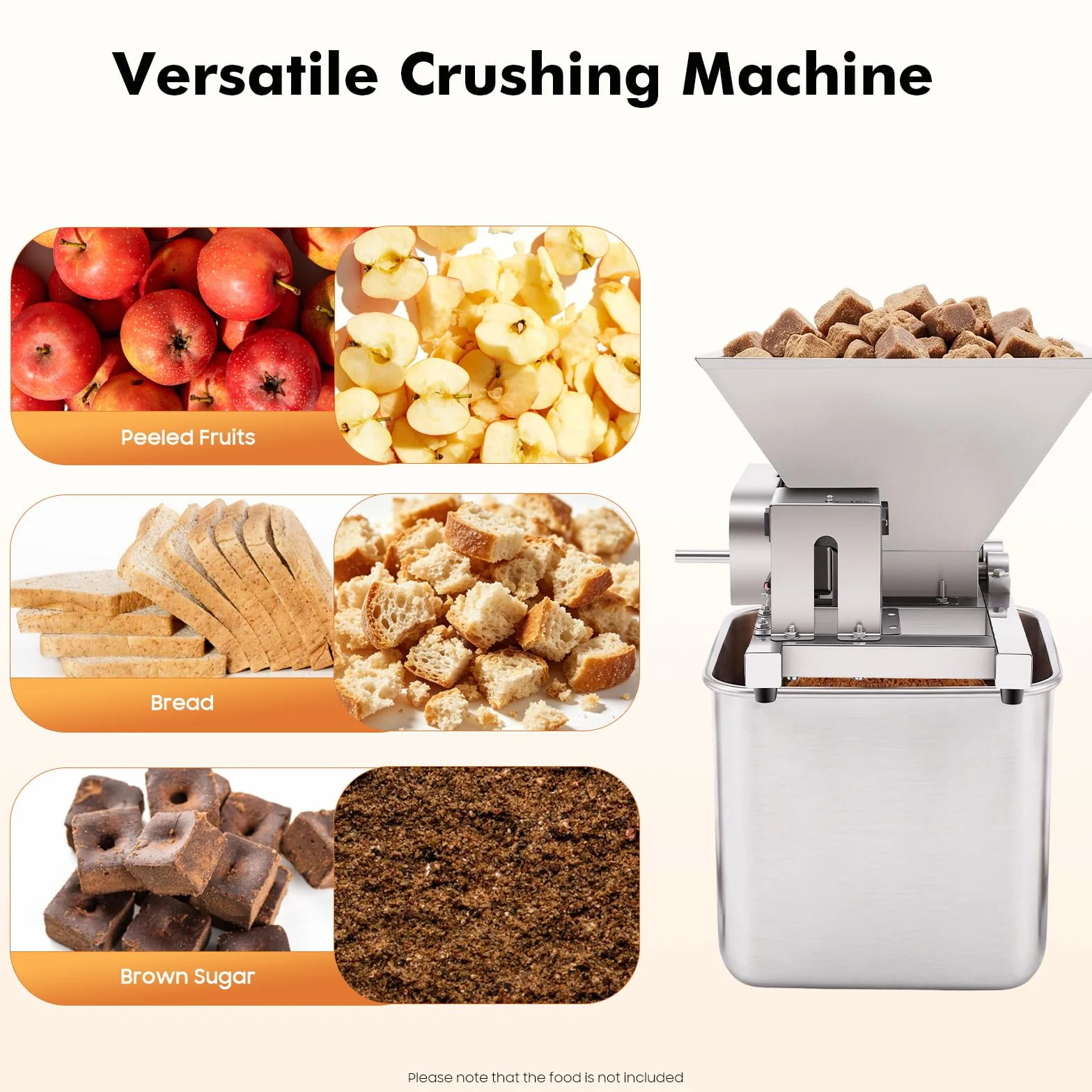 Molinillo de frutas eléctrico 4L, trituradora de frutas de acero inoxidable, trituradora de manzanas y bayas para sidra, vino de frutas, salsa, pan y azúcar marrón