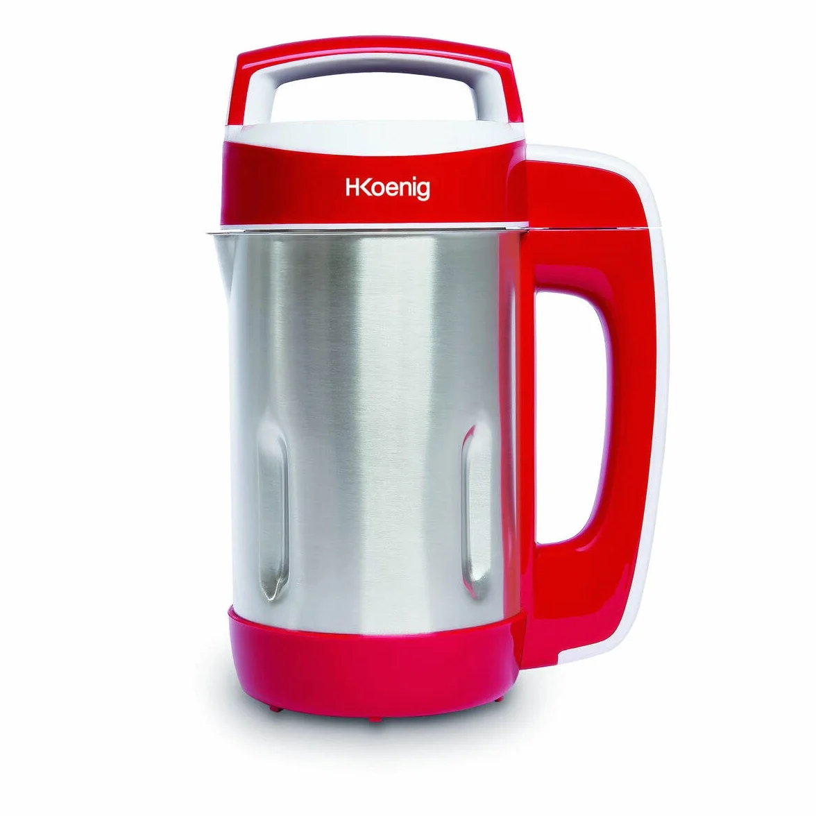 H.Koenig Sopera Eléctrica y Licuadora, Máquina para Hacer Sopas, Batidos, o Compotas, 1.1 litros, 850 W, 4 Programas, Acero Inoxidable, Rojo MXC18, plástico