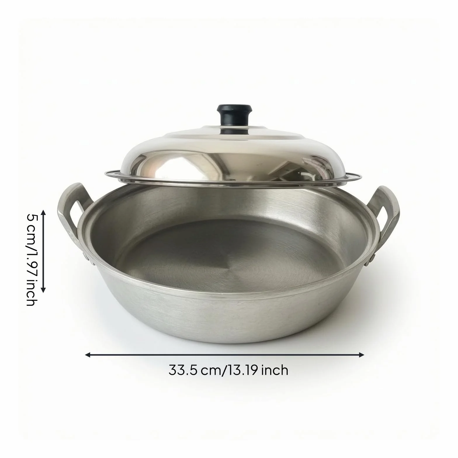Sartén con Dos sin Revestimiento Sartén con Dobles para Familias, Estufa, 34 Cm, Actualización, 34 Cm, 1.6 Kg, Con Tapa
