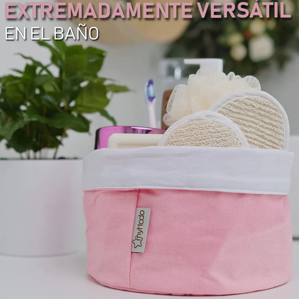 Cesta de Almacenamiento de Tela para Ropa de Bebé 100% Algodón, Organizadora para Cambiador (20 cm, rosa)