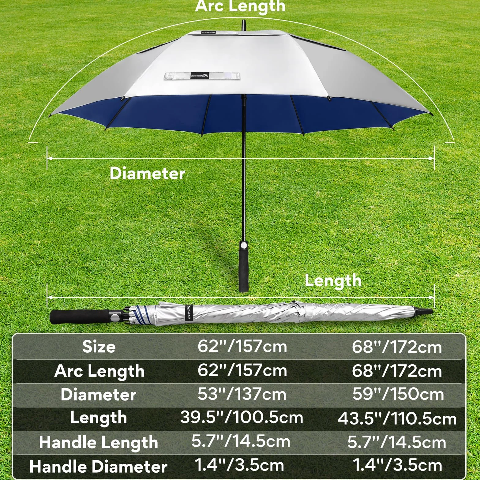 ZOMAKE Paraguas de Golf 157cm XXL Automático UV Protección Doble Toldo