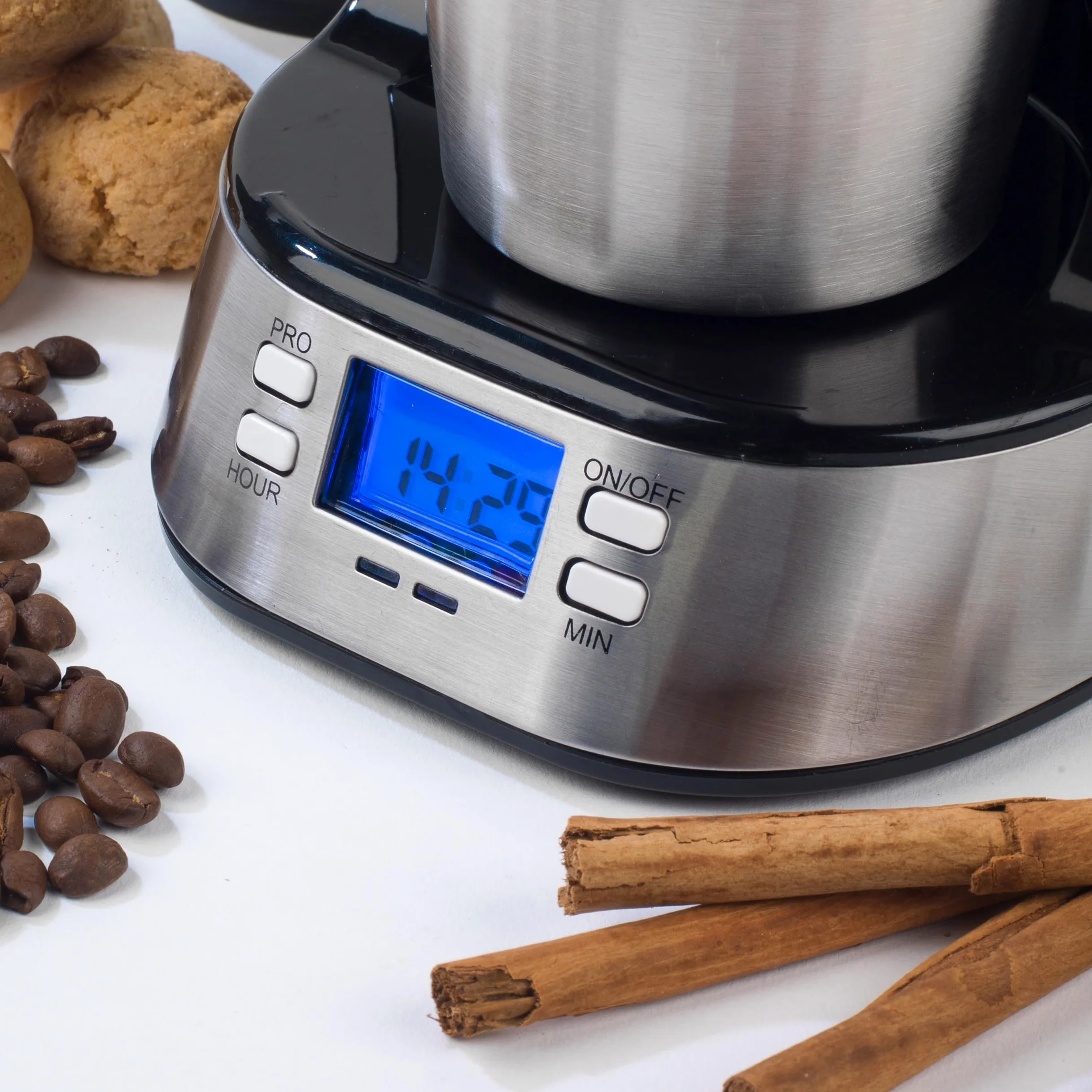 Salter Cafetera de Filtro Digital – Filtro Lavable y Reutilizable, Incluye Taza de Viaje de 420 ml de Acero Inoxidable, Prepara Café en 3-4 Minutos, Compatible con Café Molido o Pads