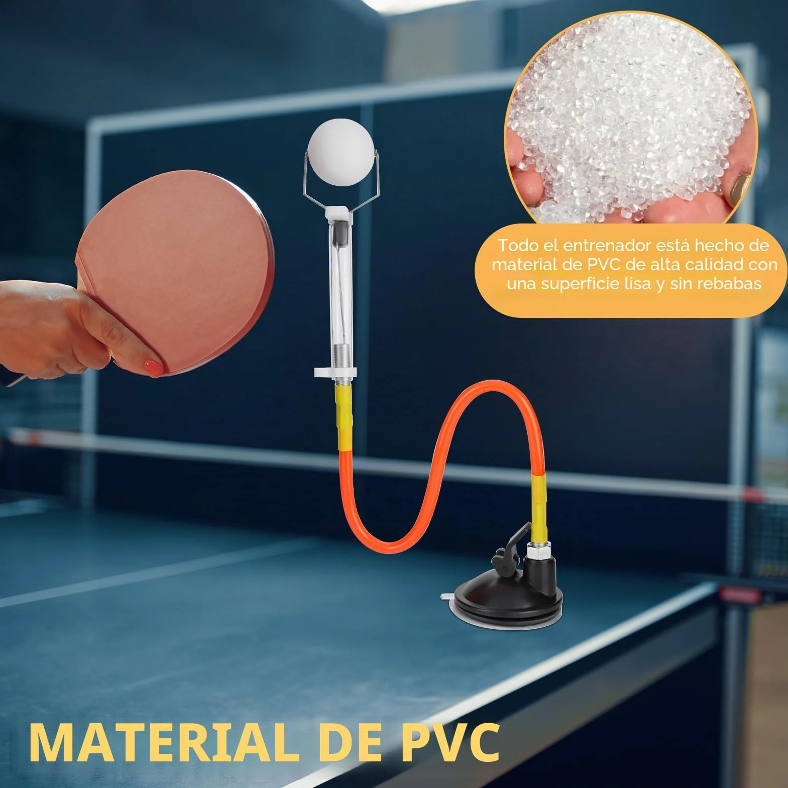 Entrenador De Tenis De Mesa, Dispositivo De Entrenamiento De Ping Pong De PVC Entrenador De Tenis De Mesa Ajustable Equipo De Pelotas De Ping Pong Entrenamiento Con Ventosa Para Jugador Tenis Mesa