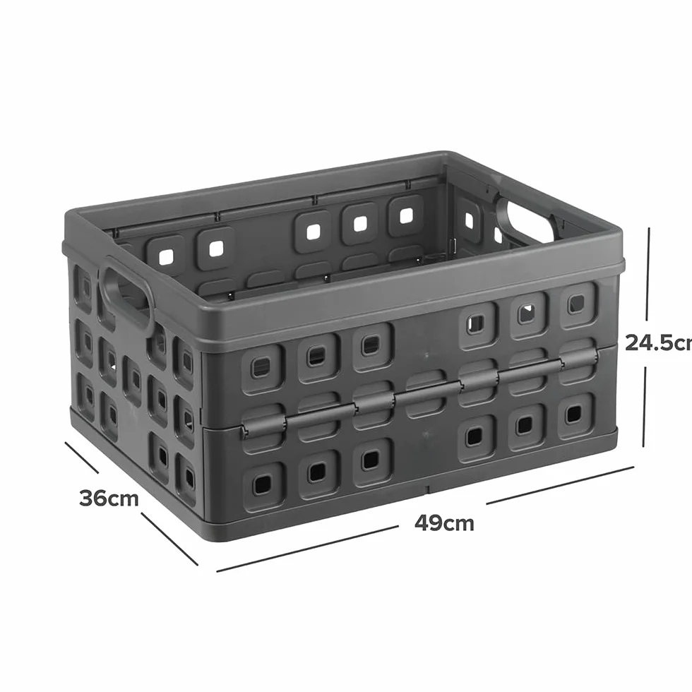 Sunware Square Caja Plegable 32L – 49x36x24,5 cm – Antracita – Caja De Almacenamiento Abierta