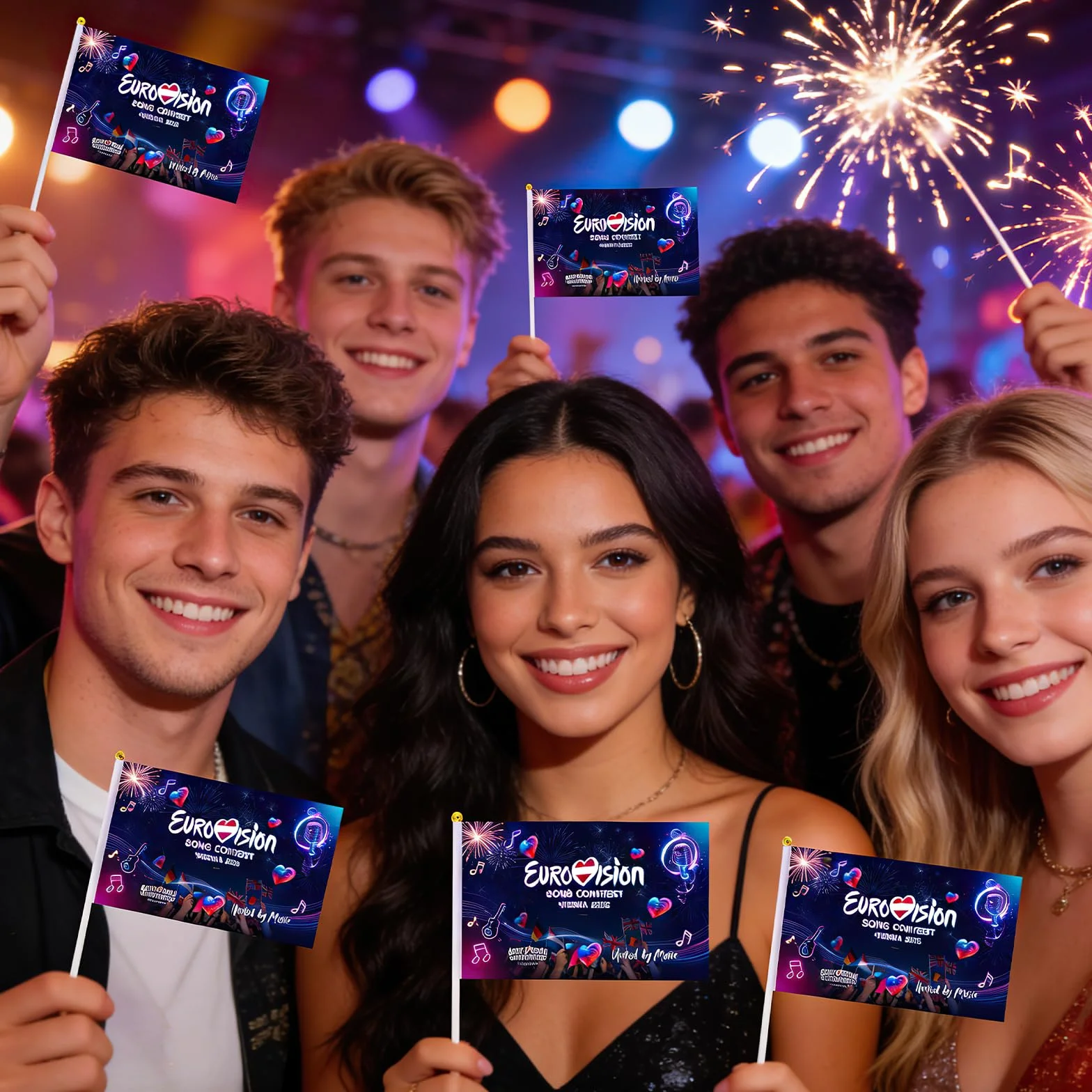 Eurovisión 2026 decoraciones fiesta mini banderas hechas a mano Concurso Canción