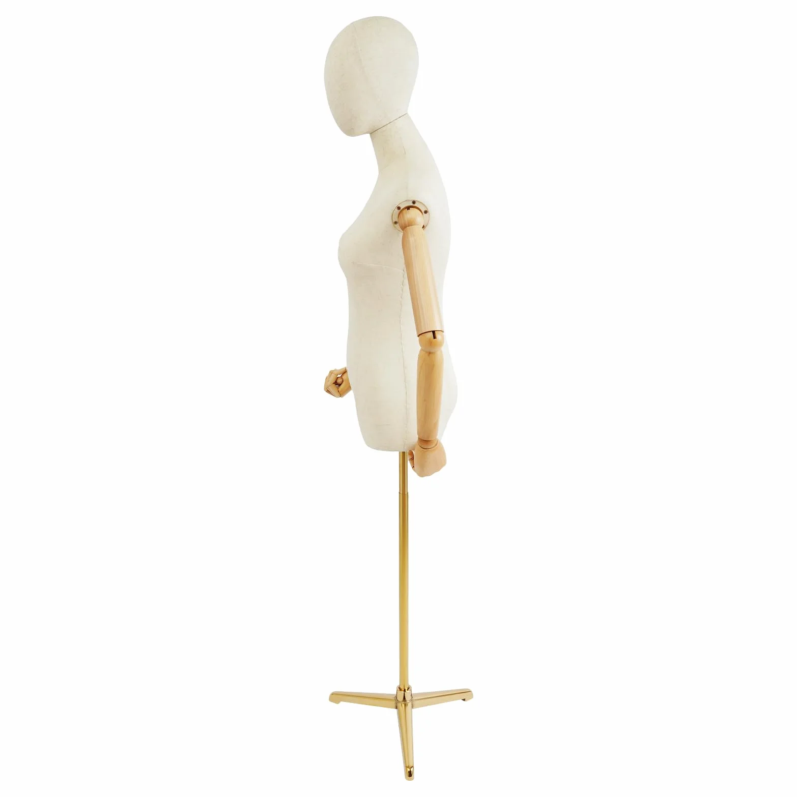 Maniquí femenino con pantalla de cuerpo de maniquí de altura ajustable con brazos flexibles (dorado, 157 cm - 215 cm)