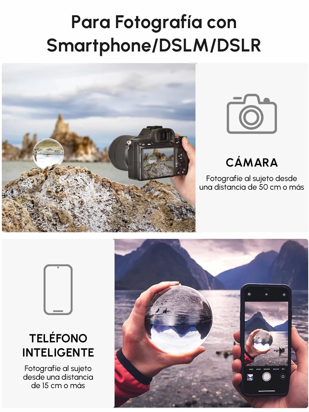 Rollei Lensball 110mm I bola de vidrio I bola de cristal I bola de fotos con bolsa de almacenamiento y paño de limpieza de microfibra para fotografía de bolas de vidrio