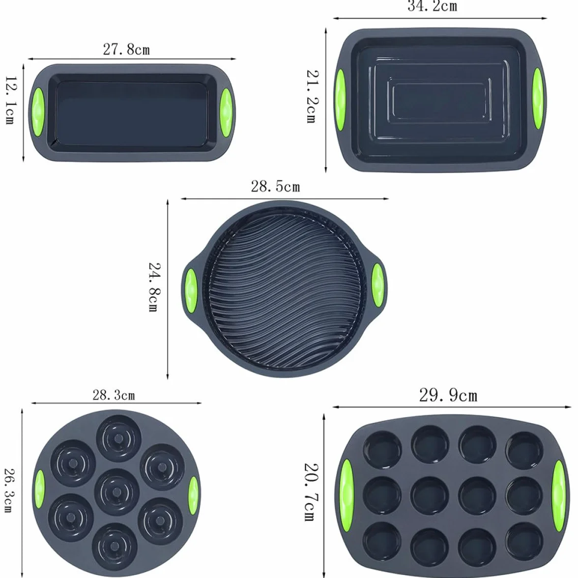 Kit de Moldes para Pasteles de Silicona 5 Piezas Resistentes para Horno y Repostería Utensilios para Uso Prolongado