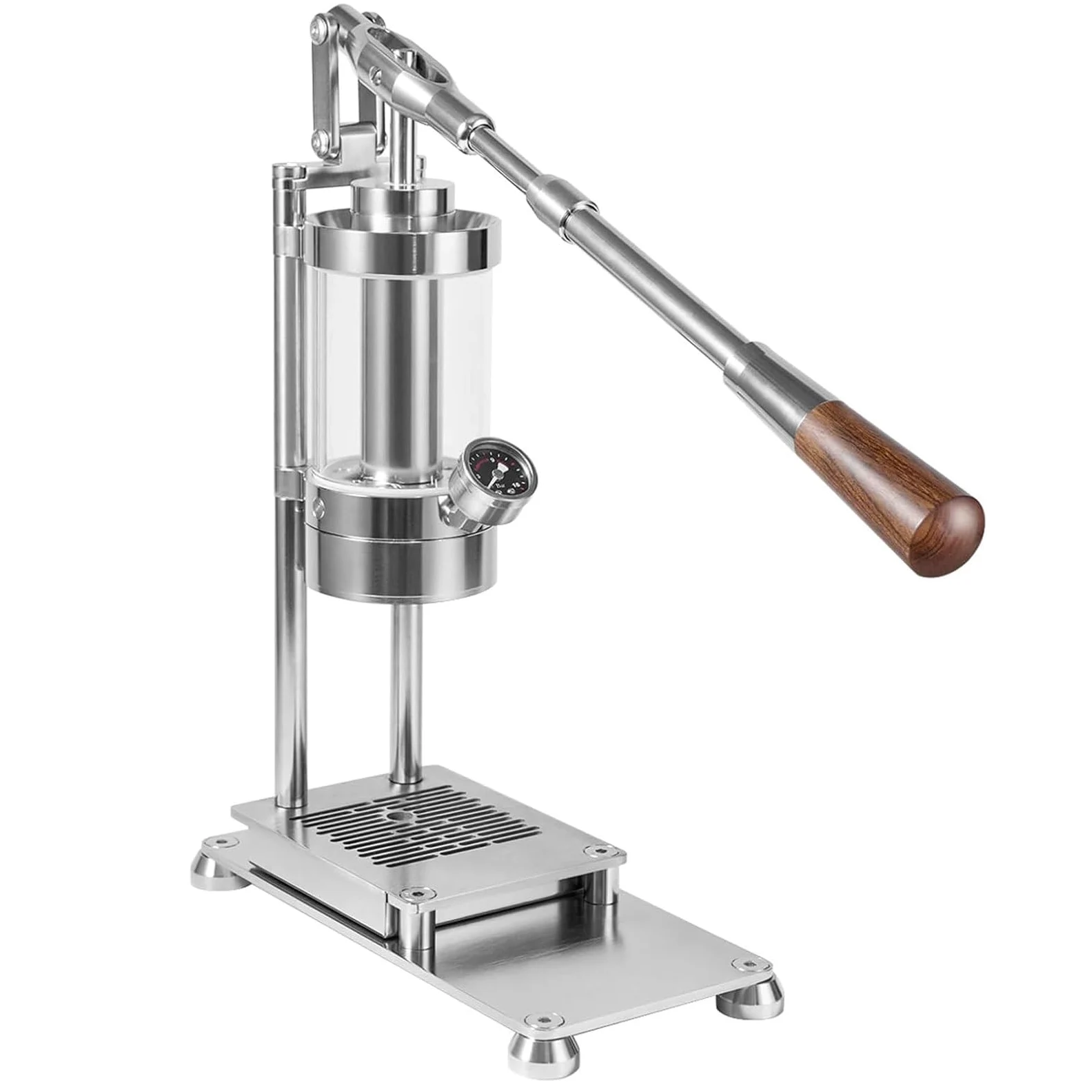Cafetera de acero inoxidable prensado a mano con palanca manual, portafiltro de 58 mm y capacidad de agua de 345 ml, para capuchino, latte, macchiato, viajes en casa